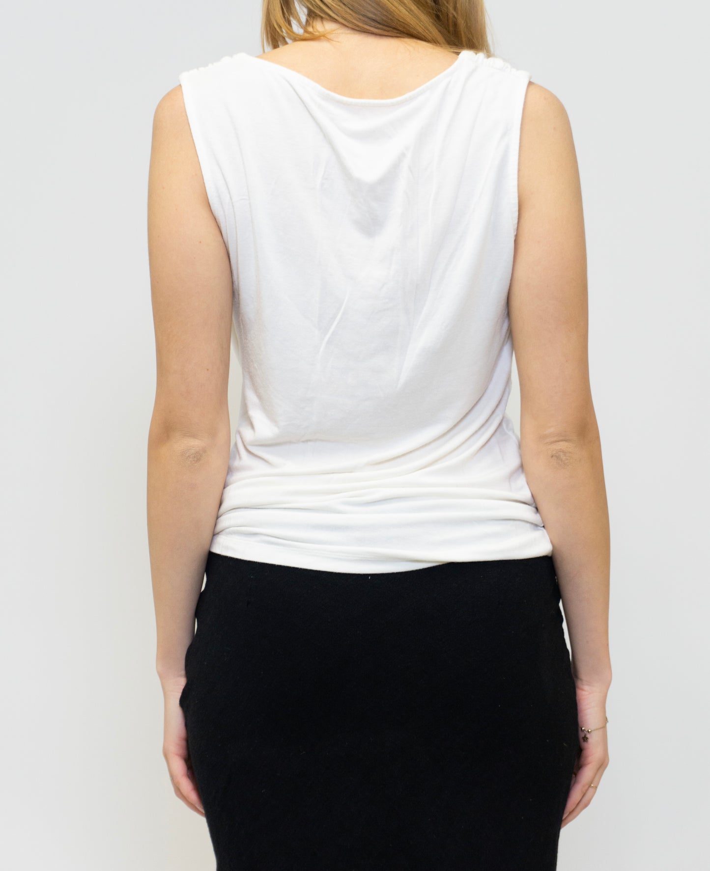 White Cowl Neck Top