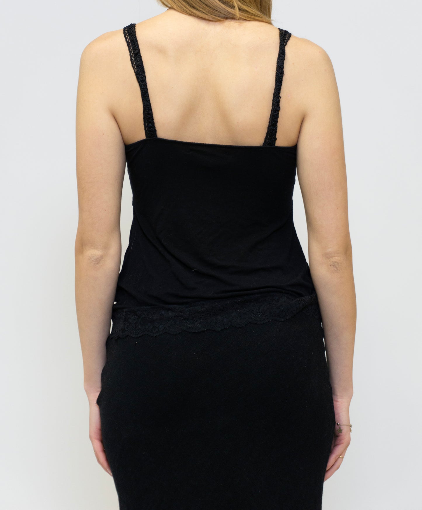 Black Lace Details Tank Top