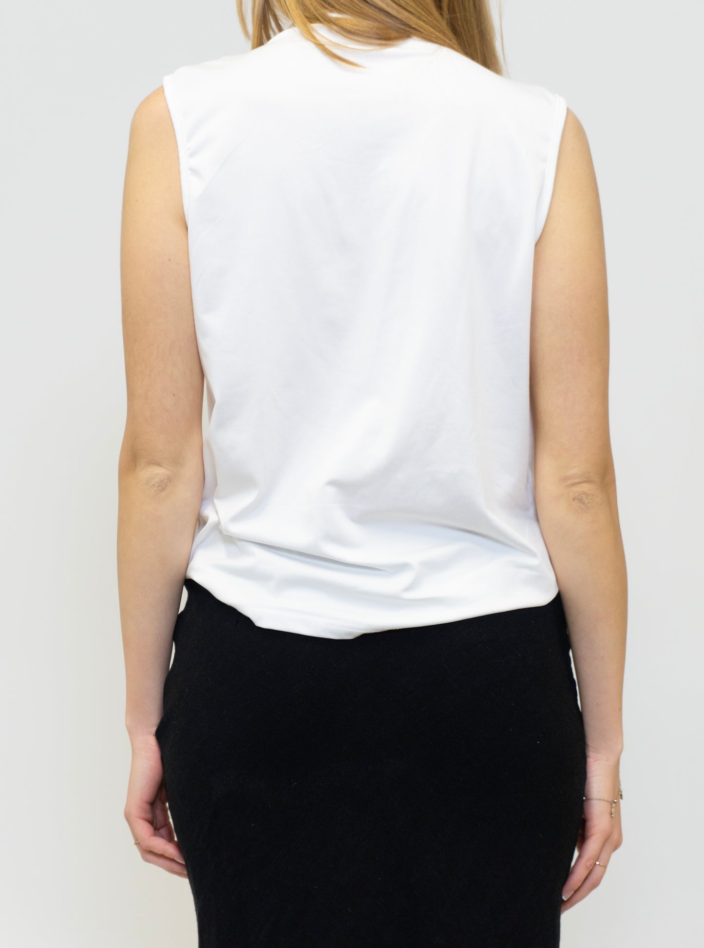 White Deep Cowl Neck Top