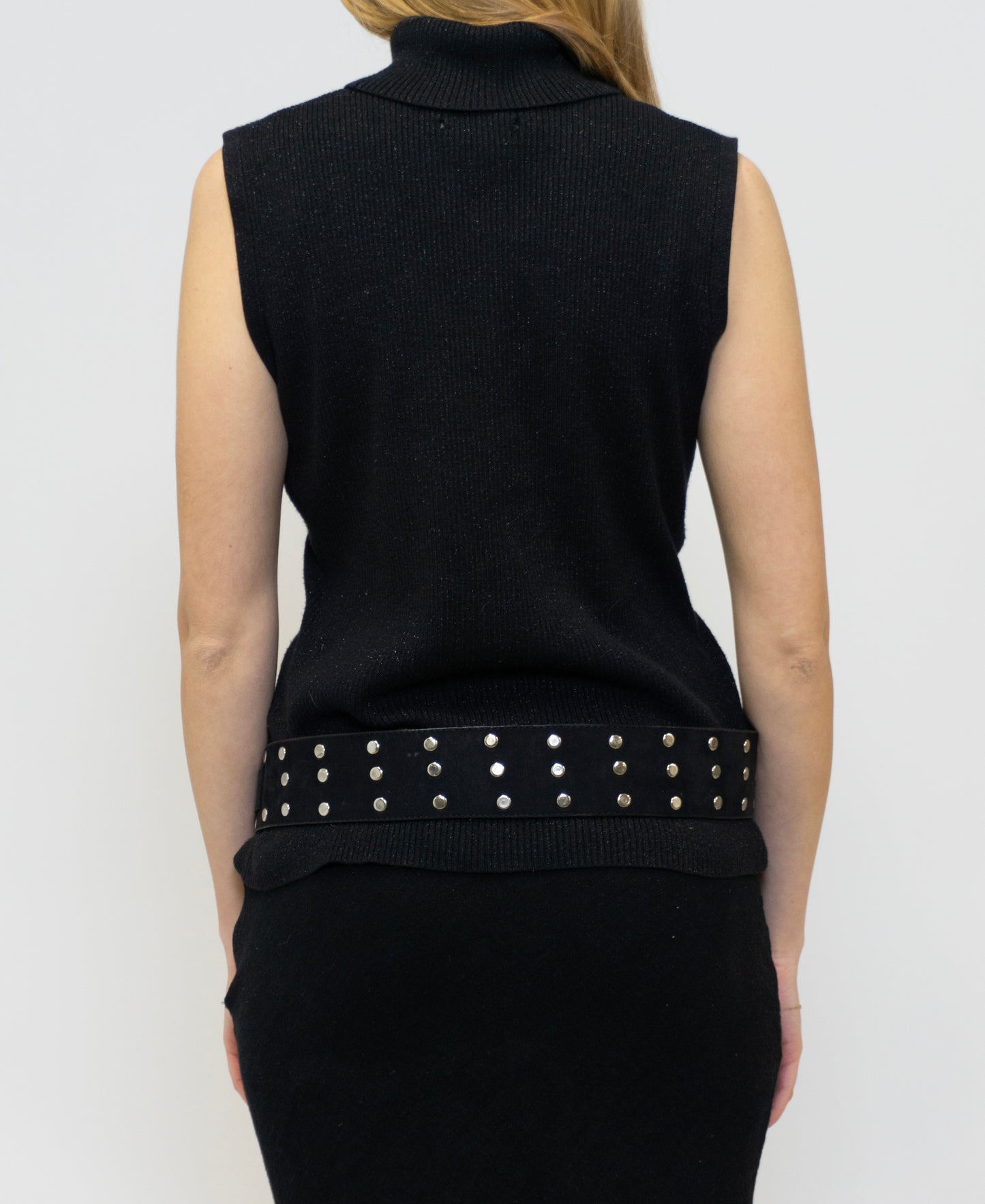 Sparkly Black Sleeveless Turtleneck