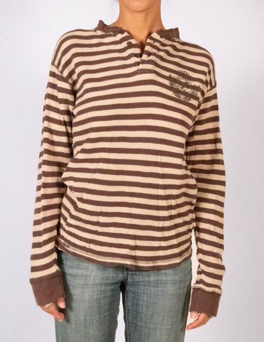 Brown and Beige Striped Longsleeve