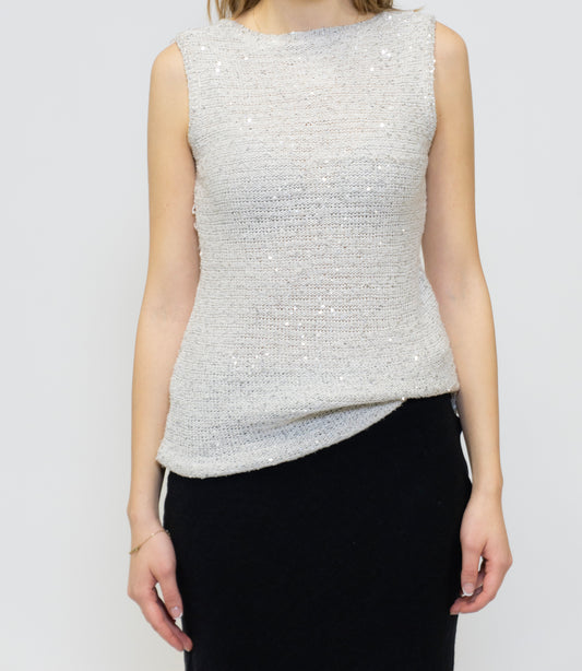 Sparkly Silver Tank Top