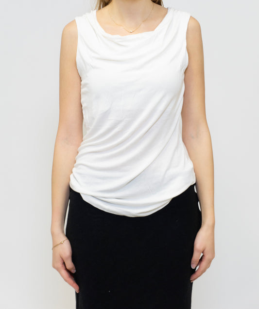 White Cowl Neck Top