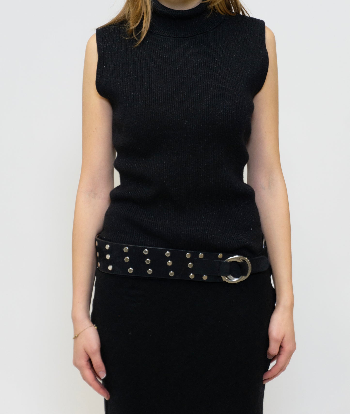 Sparkly Black Sleeveless Turtleneck