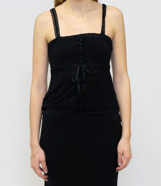 Black Lace Details Tank Top