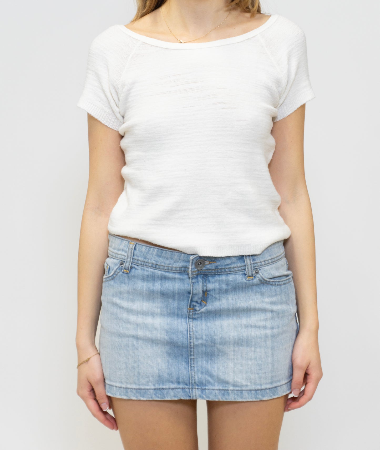 White Boat Neck T-Shirt