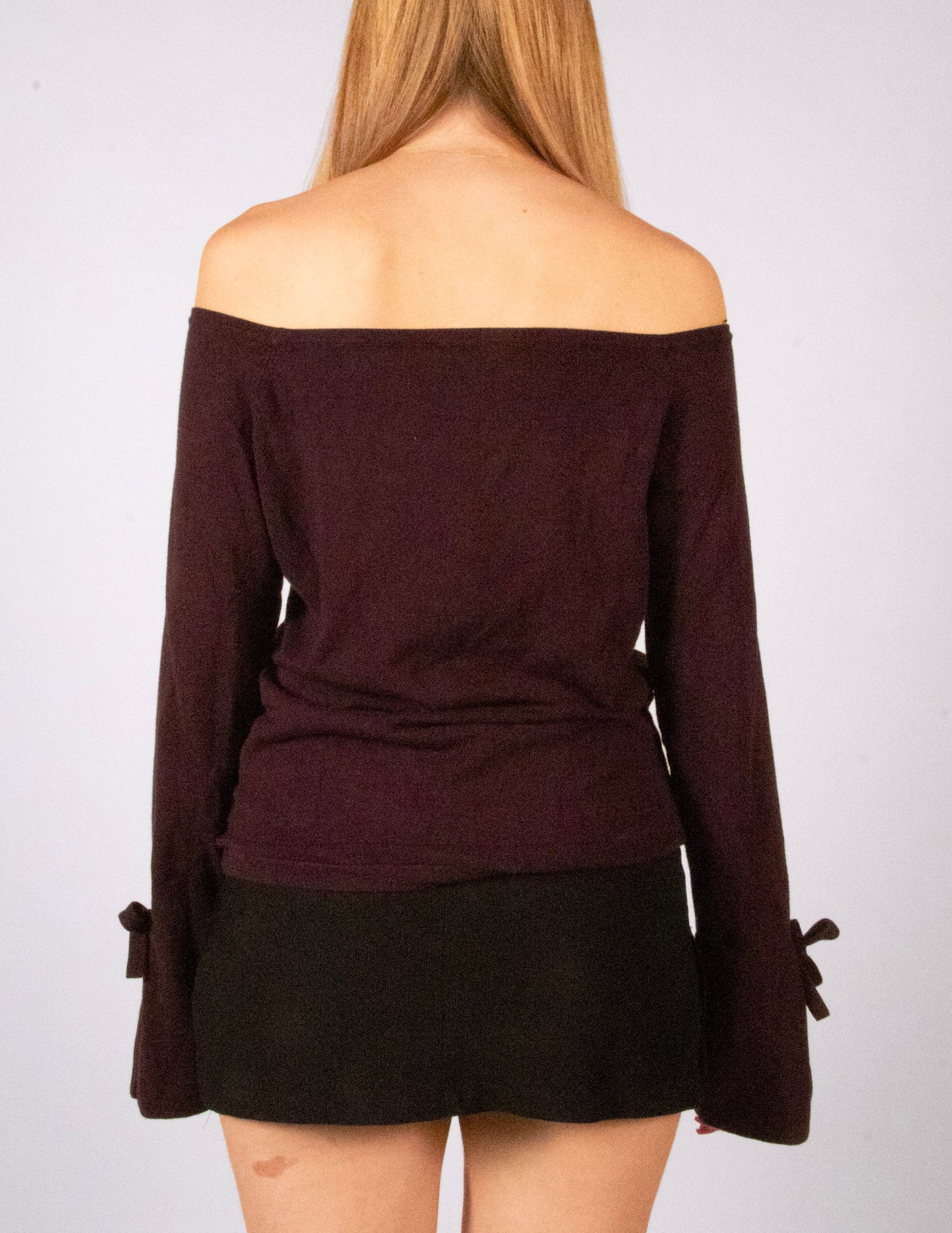 Purple Bow Off-The-Shoulder