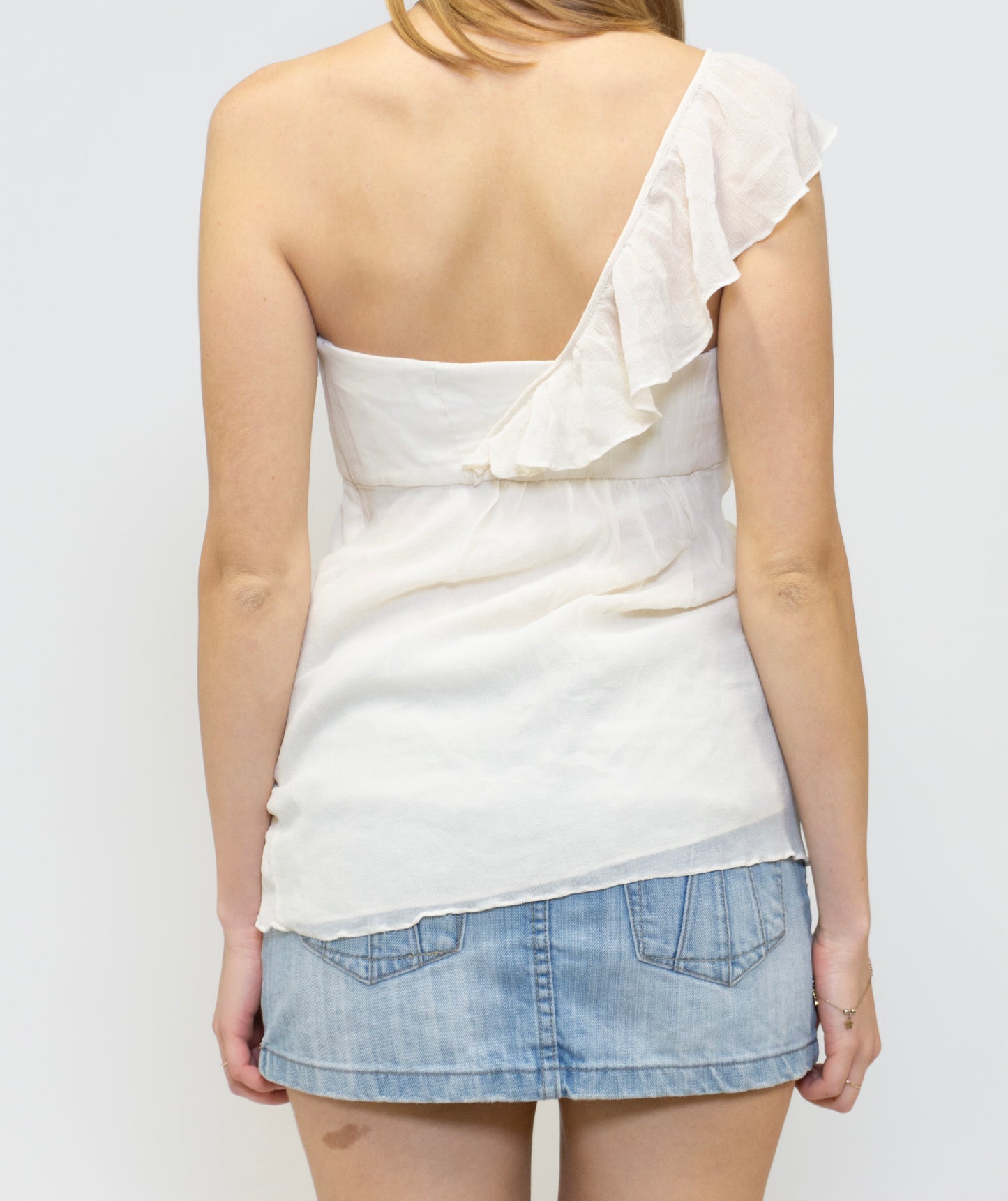 White Ruffle Tube Top