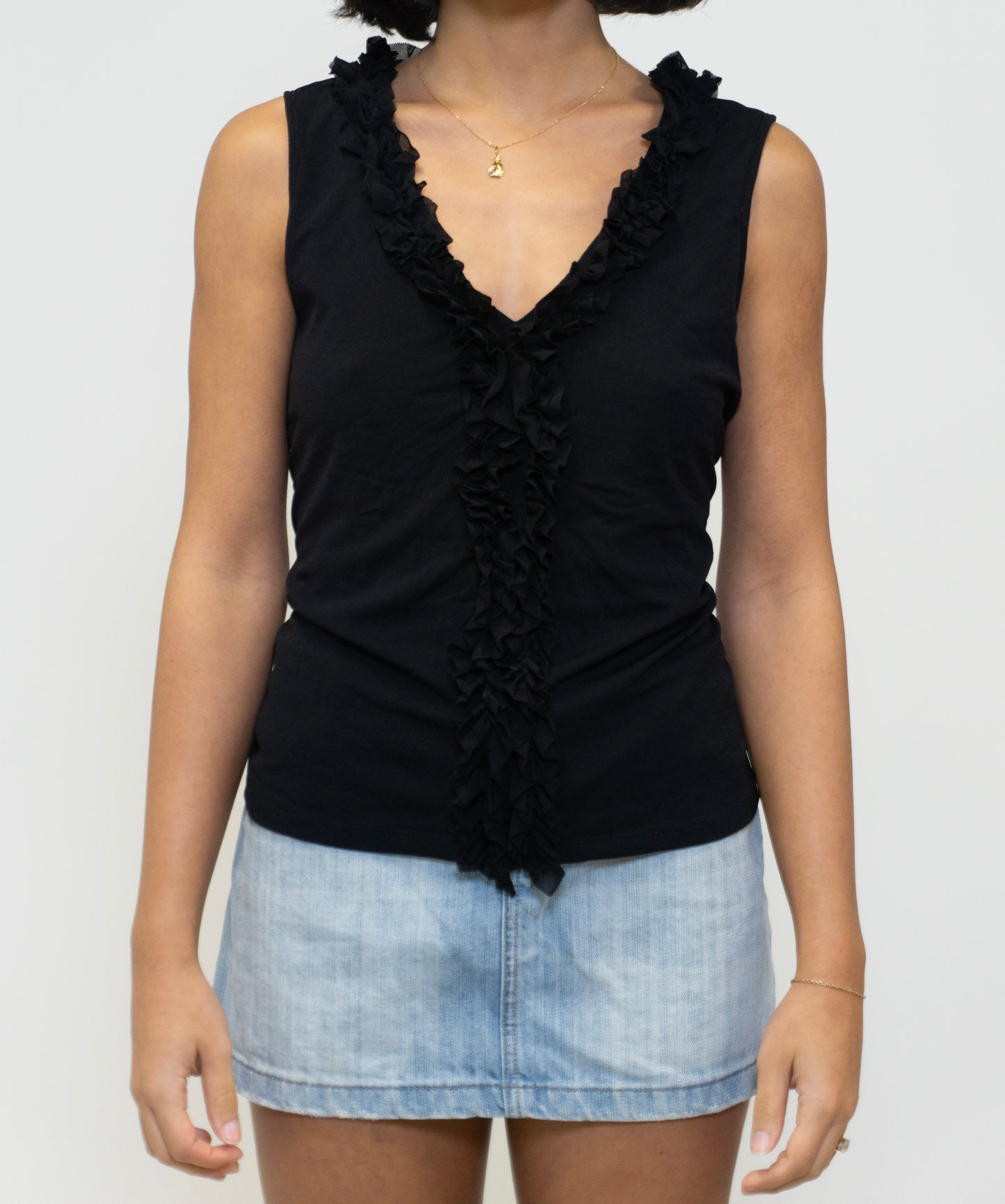 Black Ruffled Top