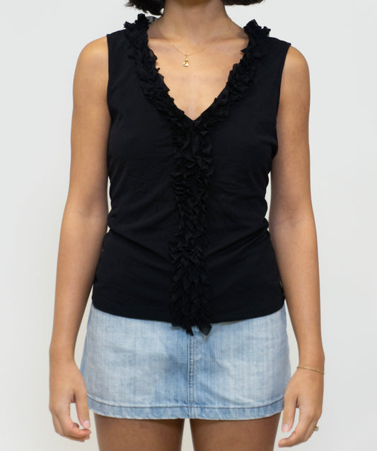 Black Ruffled Top
