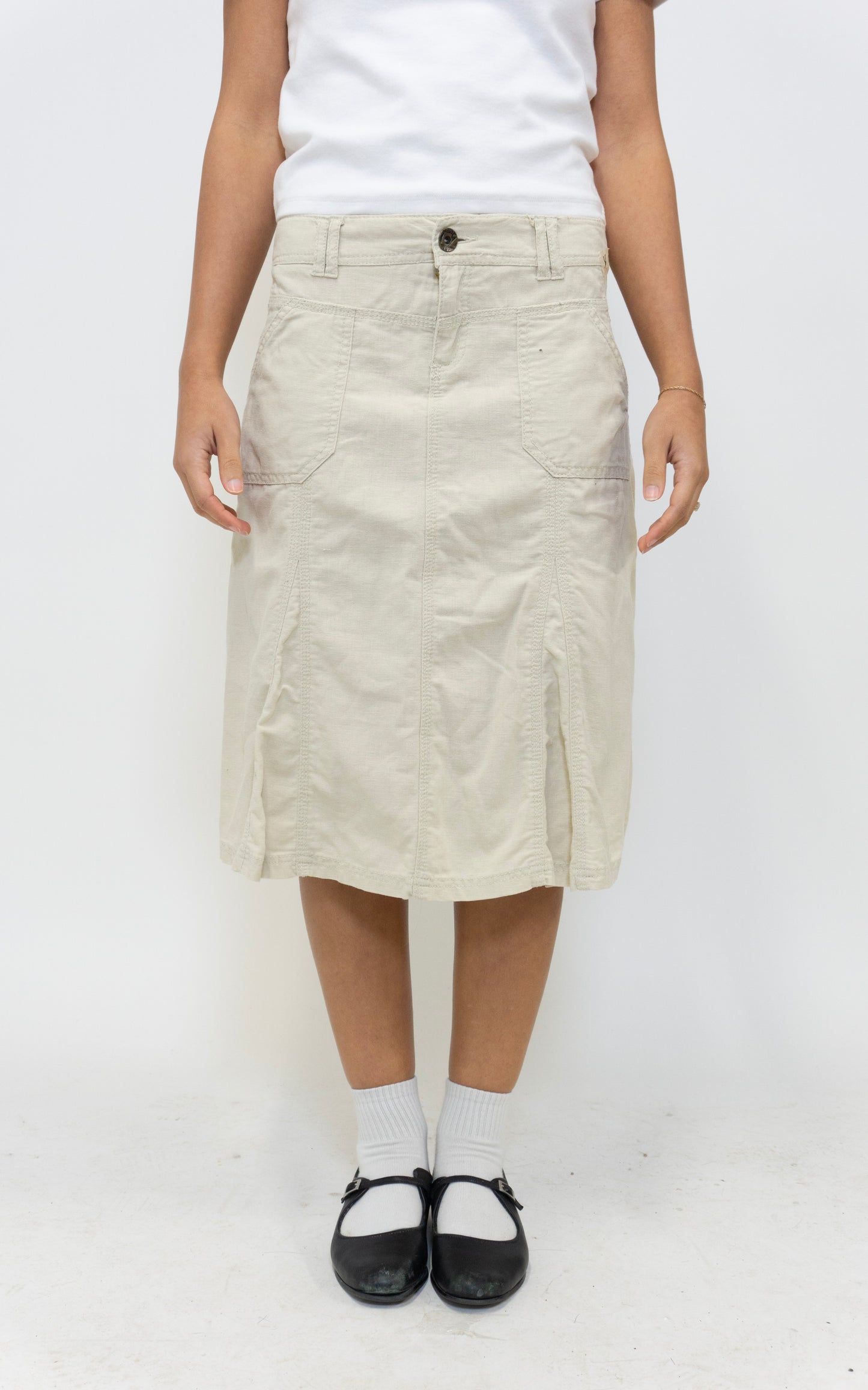 Beige Mid Length Skirt