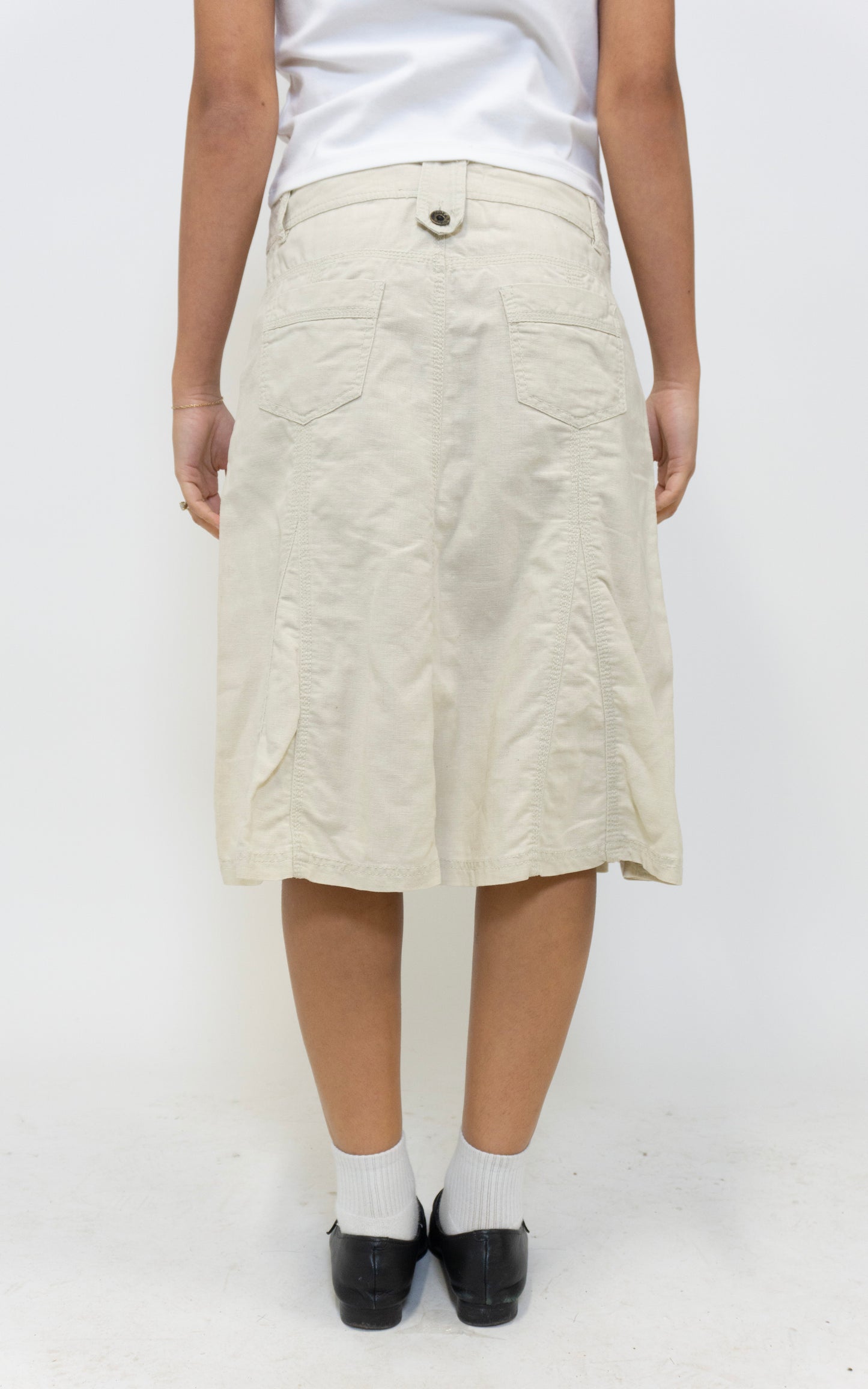 Beige Mid Length Skirt