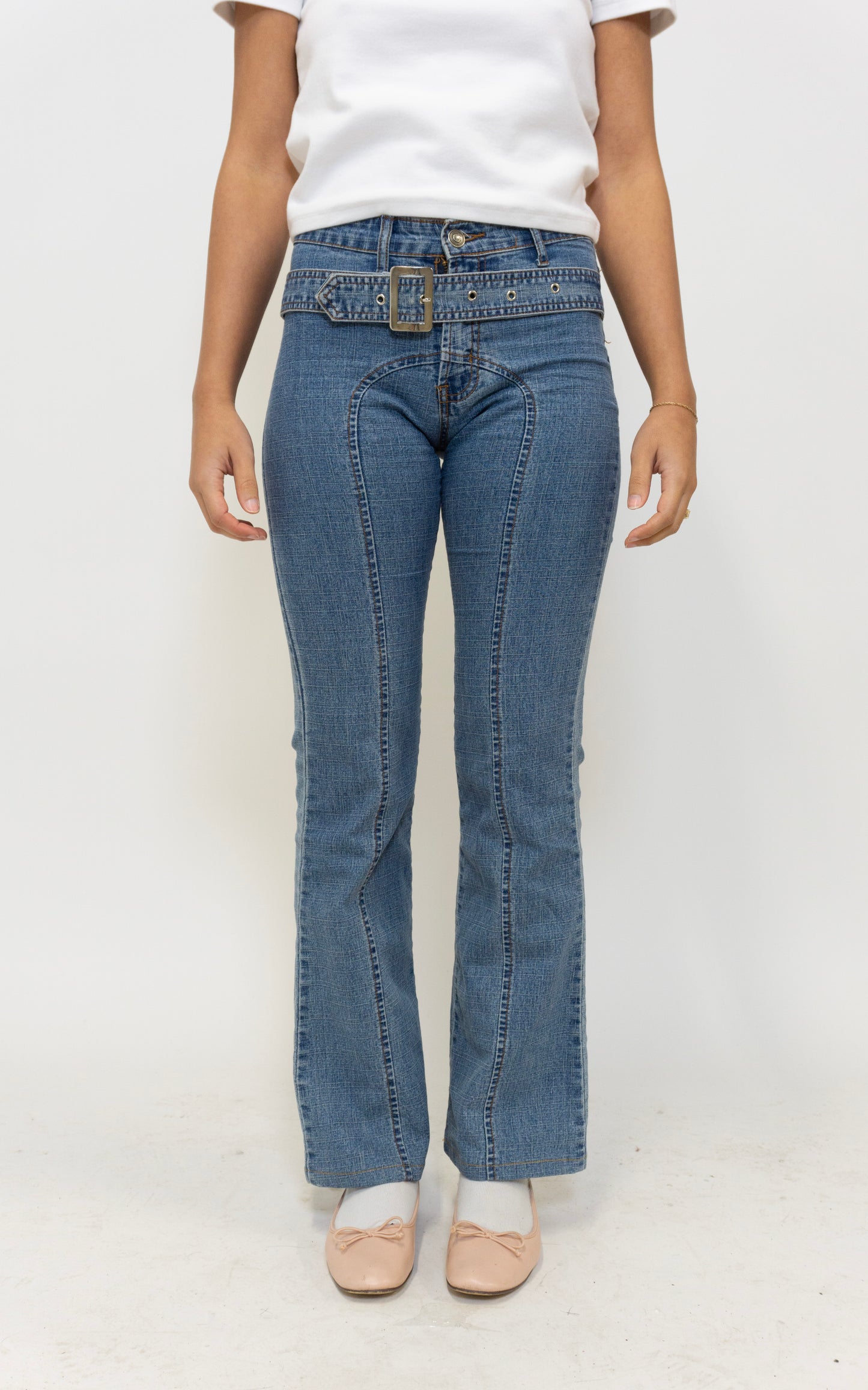 Belted Low Rise Jeans
