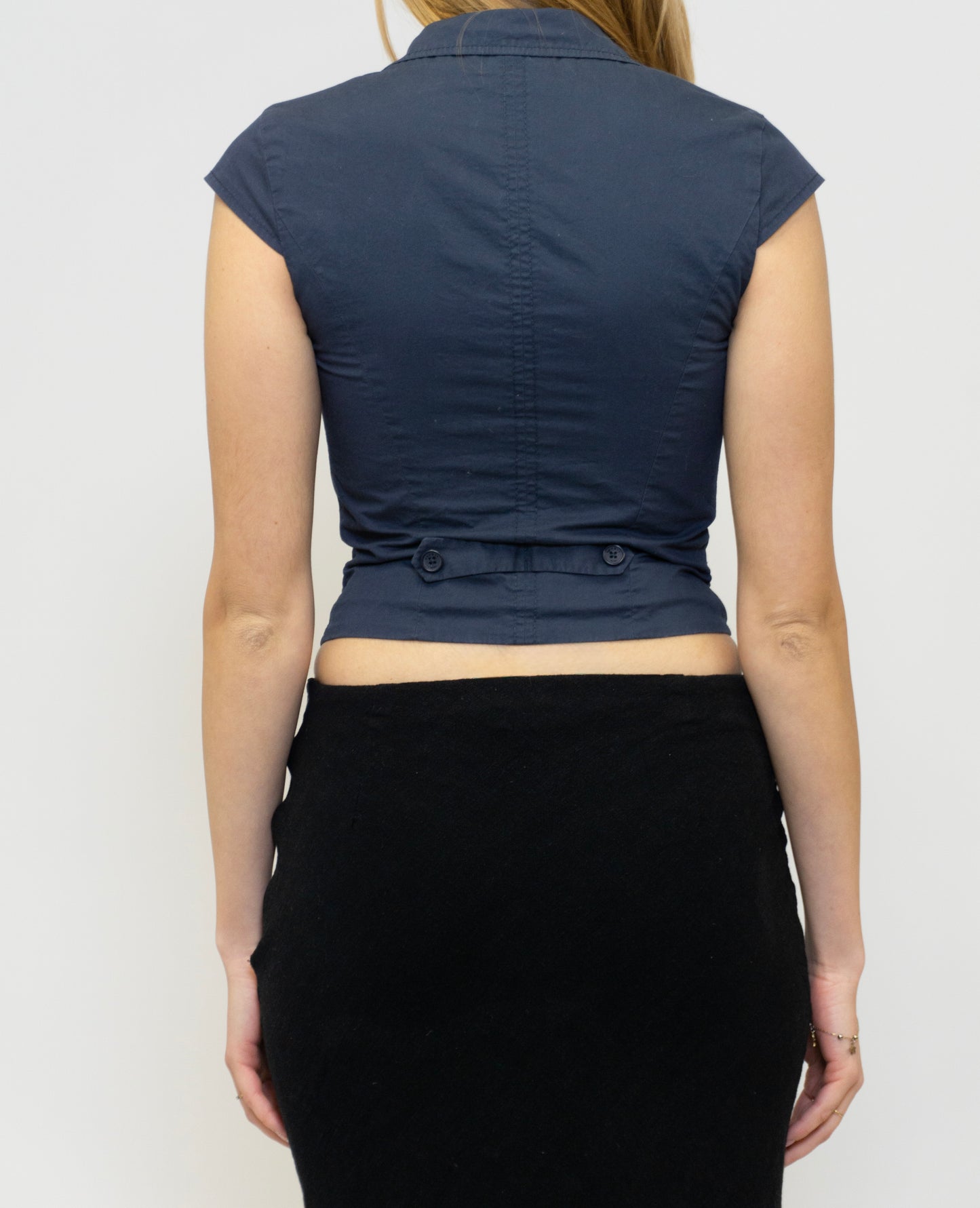 Navy Blue Blazer Top