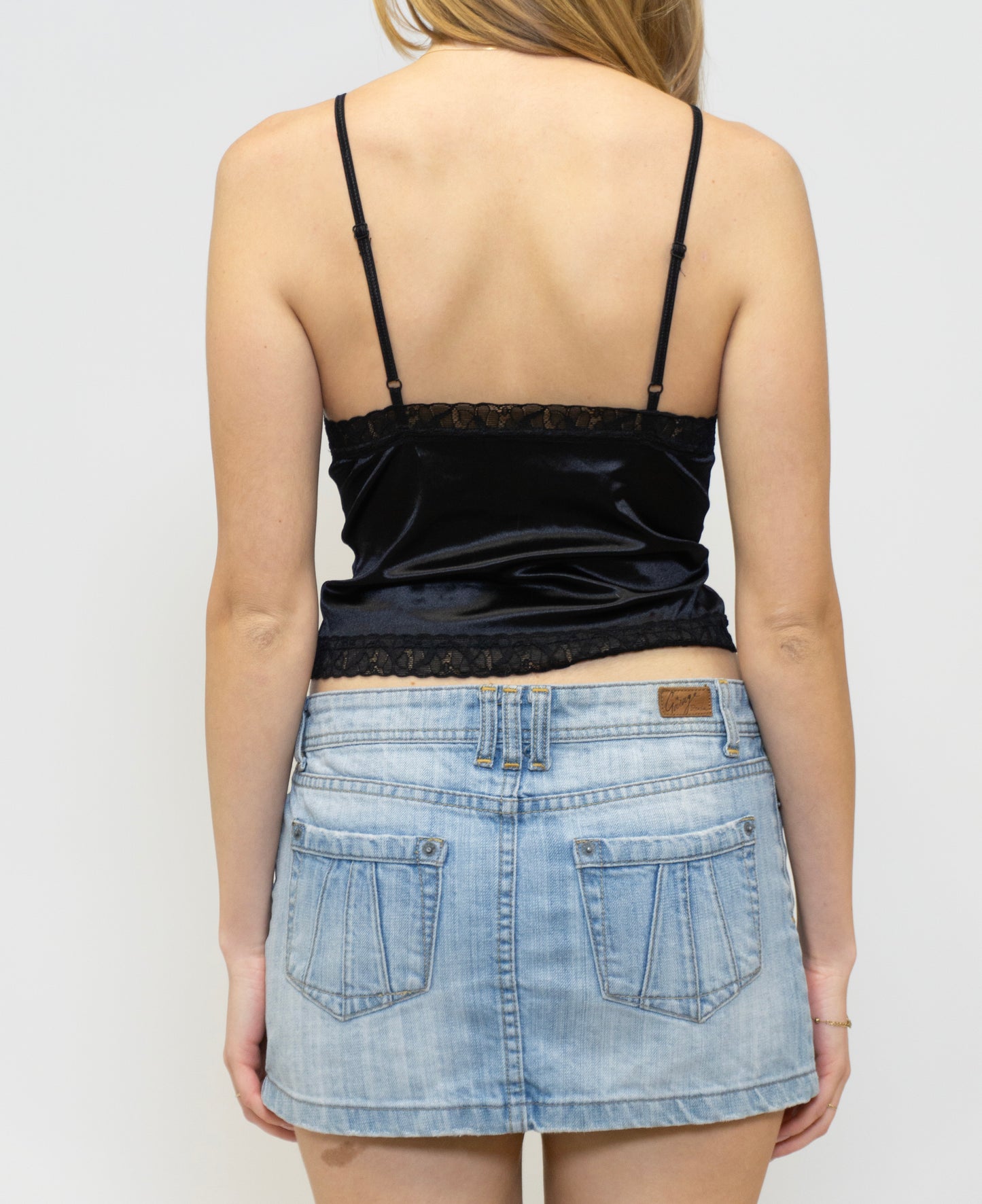 Black Silky Lace Tank Top