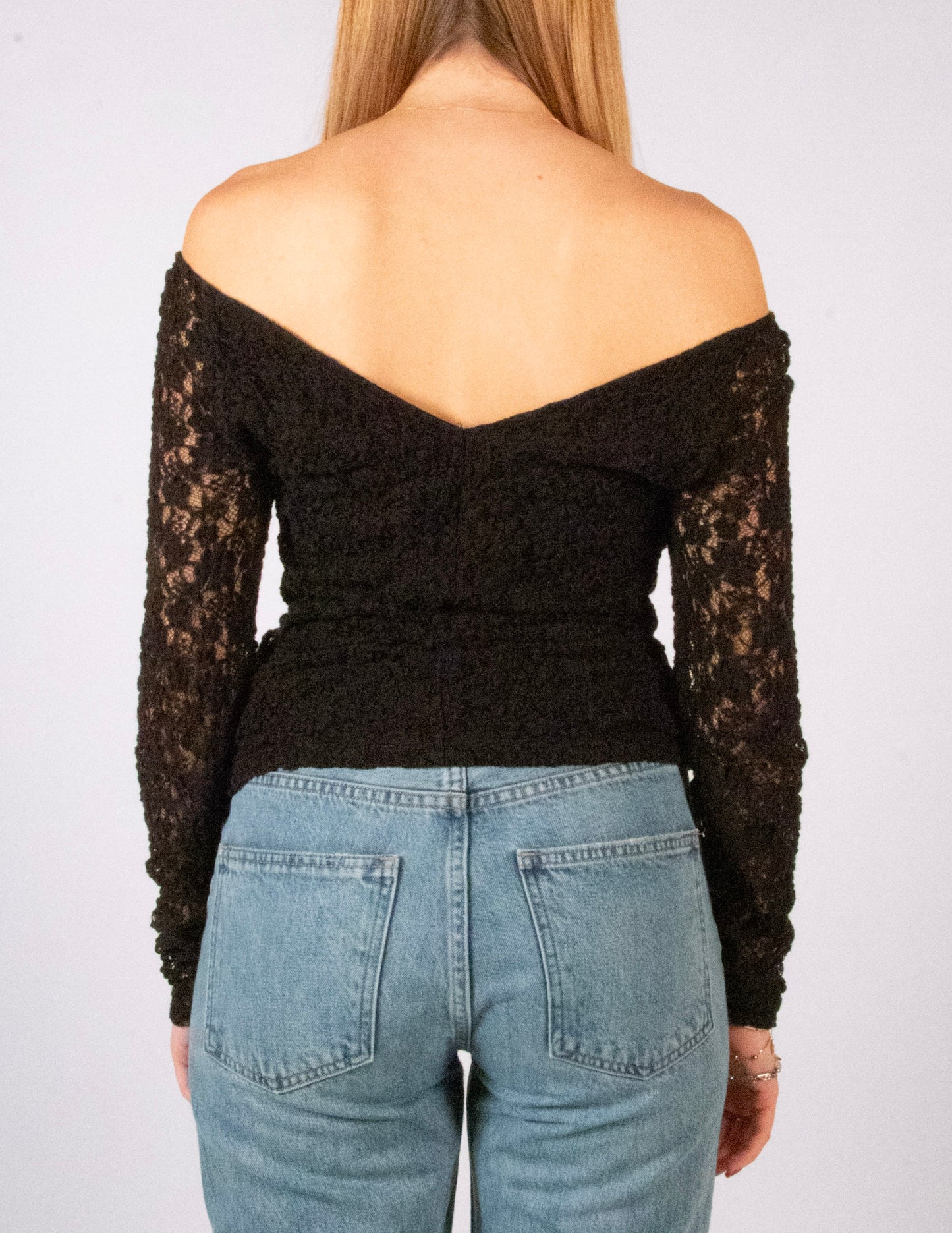 Lace Sleeve Off the shoulder Open Back Top