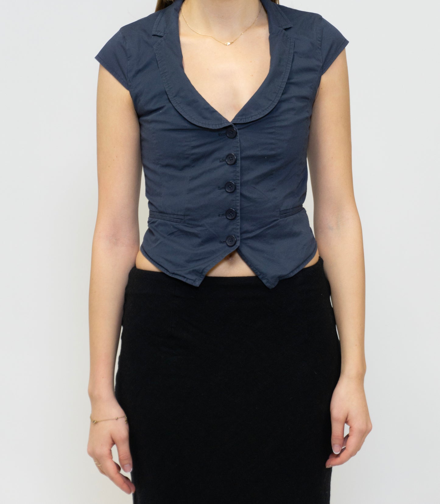 Navy Blue Blazer Top