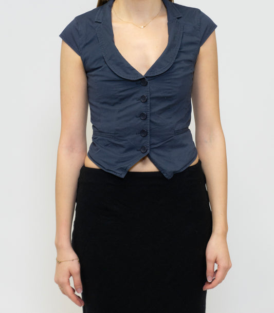 Navy Blue Blazer Top