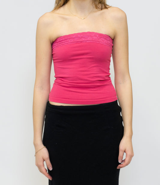 Pink Lace Tube Top