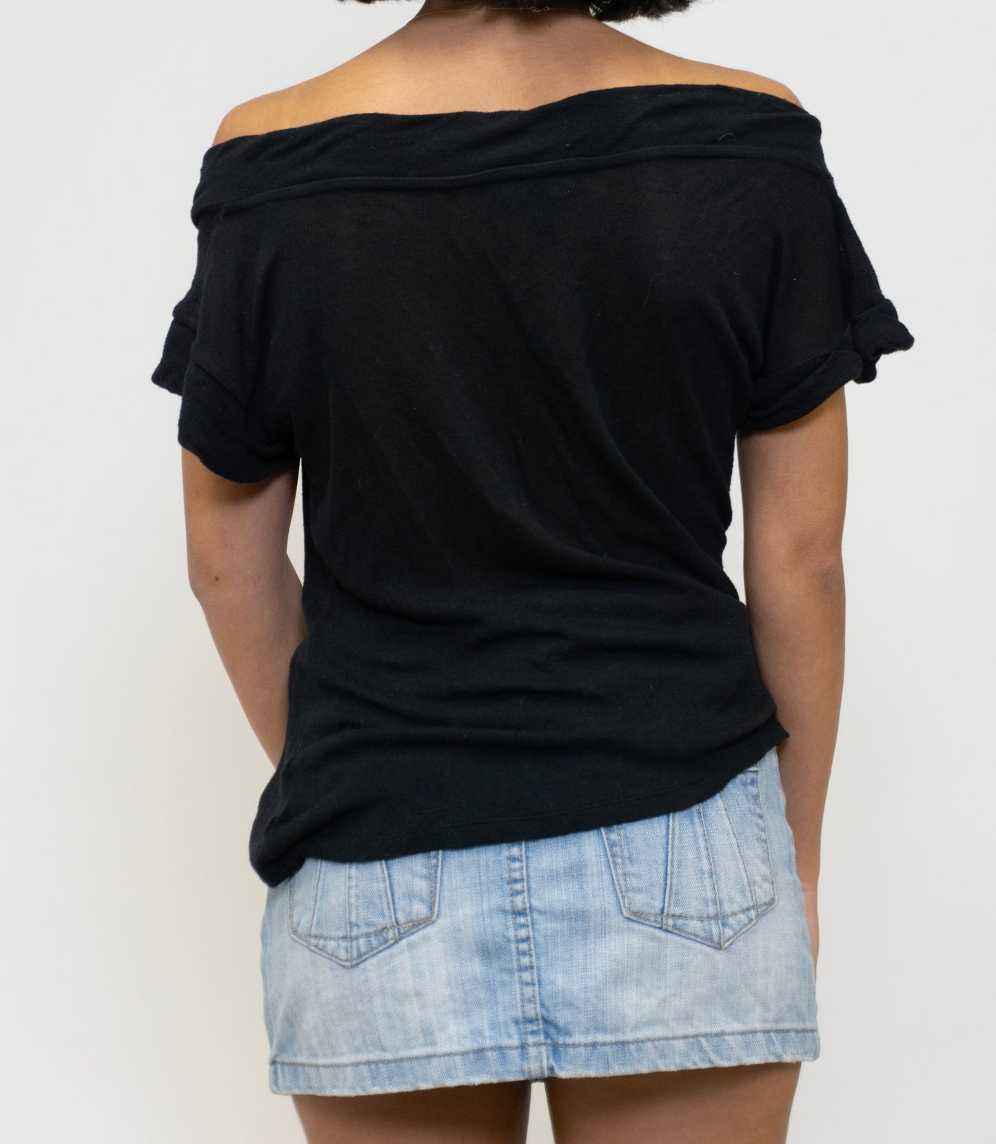 Black Bow Shoulder Top