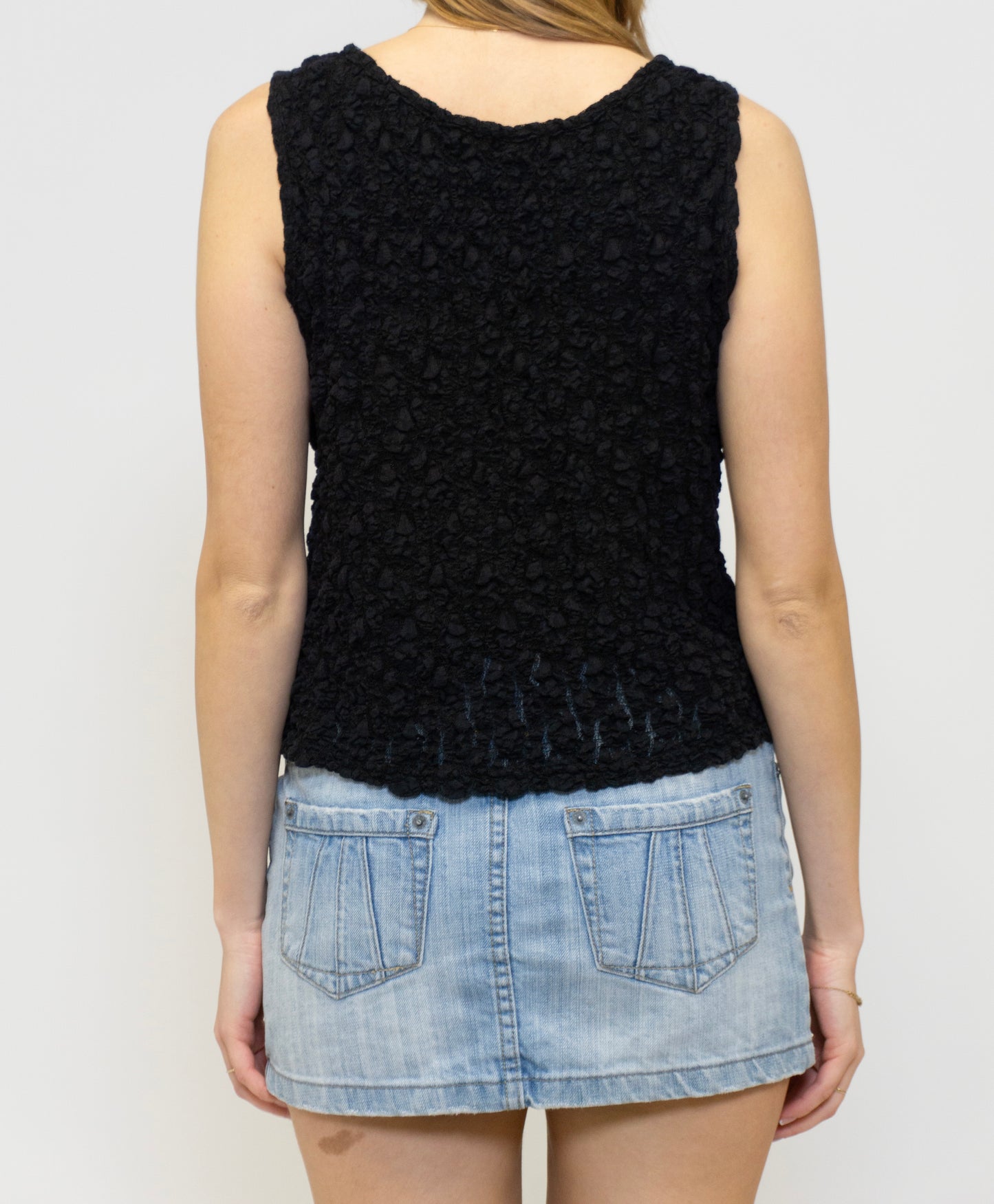 Textured Black Tank Top