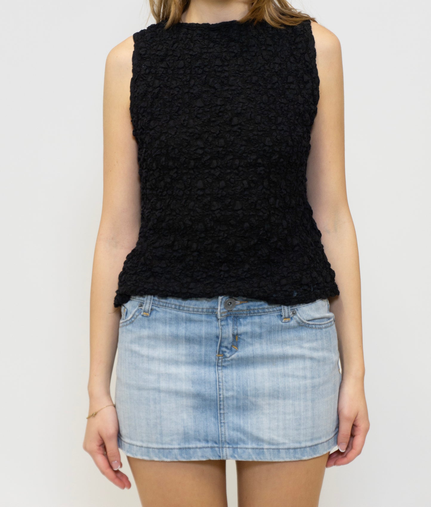 Textured Black Tank Top