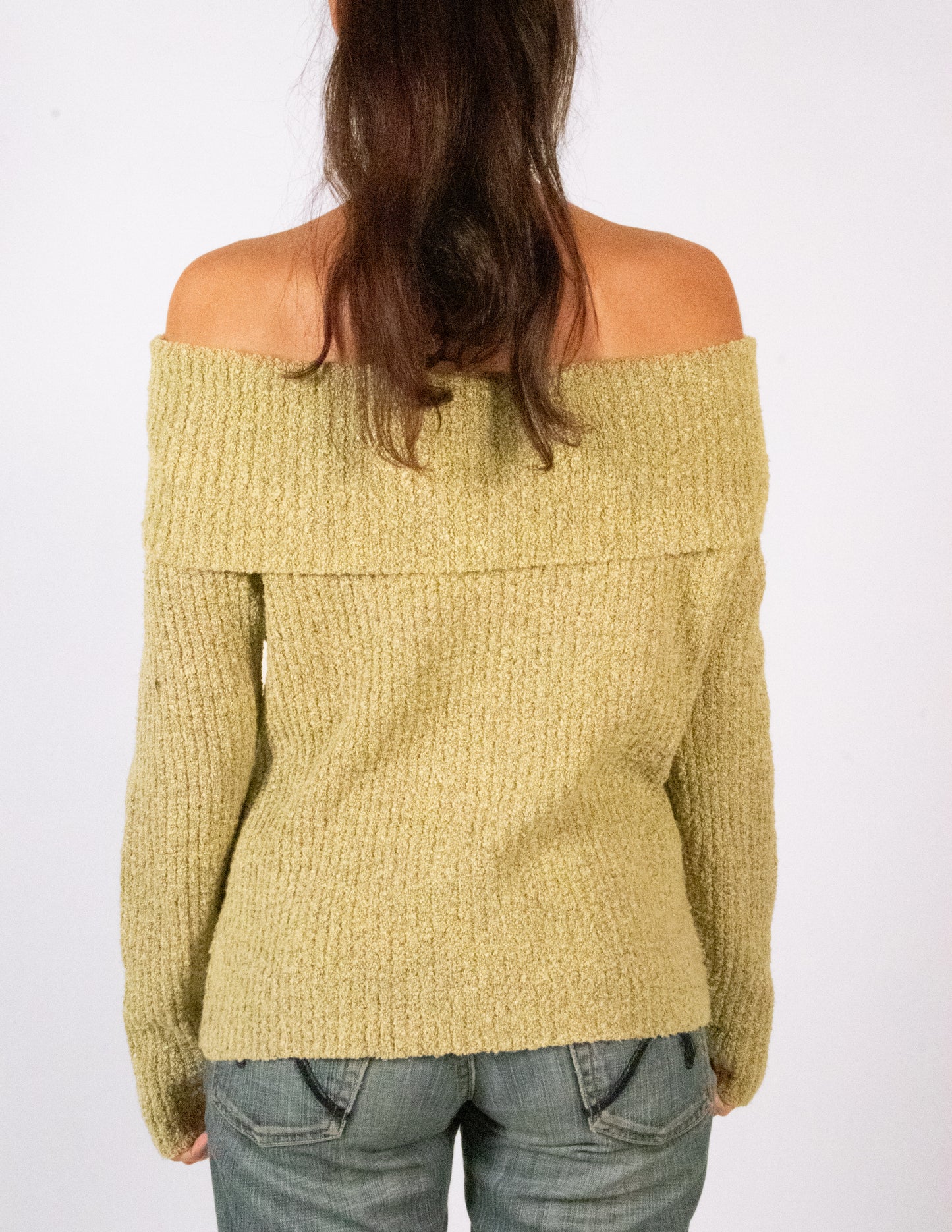 Green Off-The-Shoulder Sweater