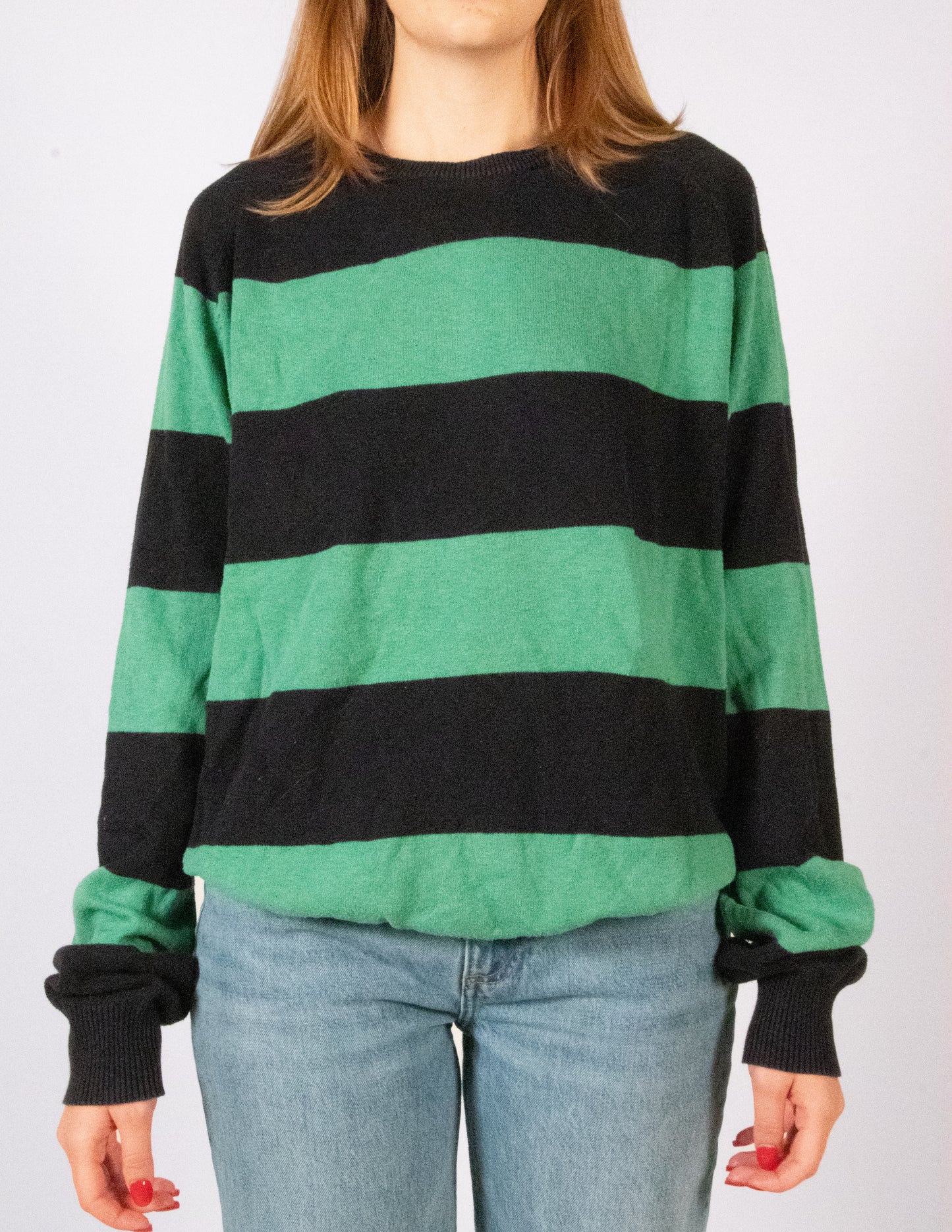 Blue and Green Striped Sweater