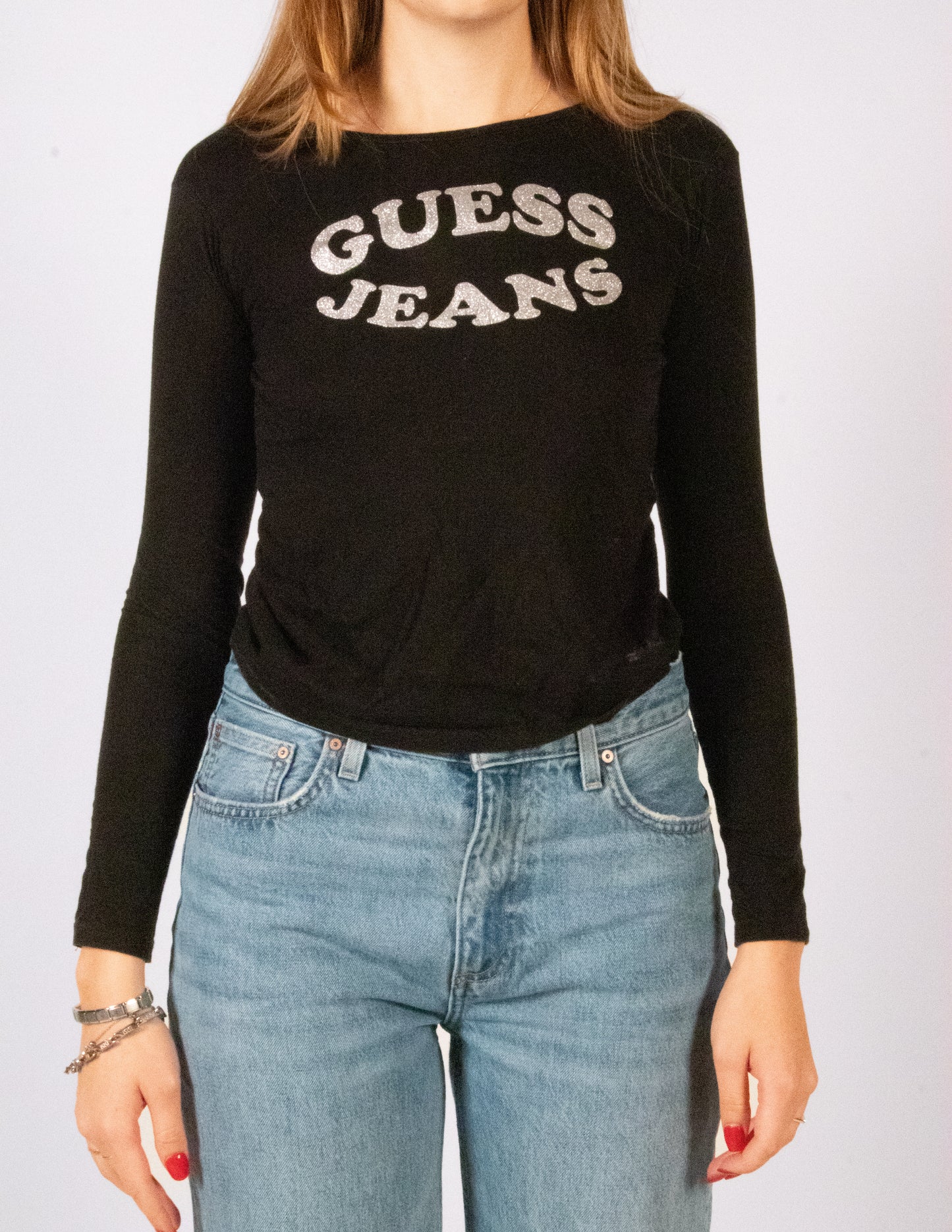 Black and Shimmer Guess Jeans Long Sleeve