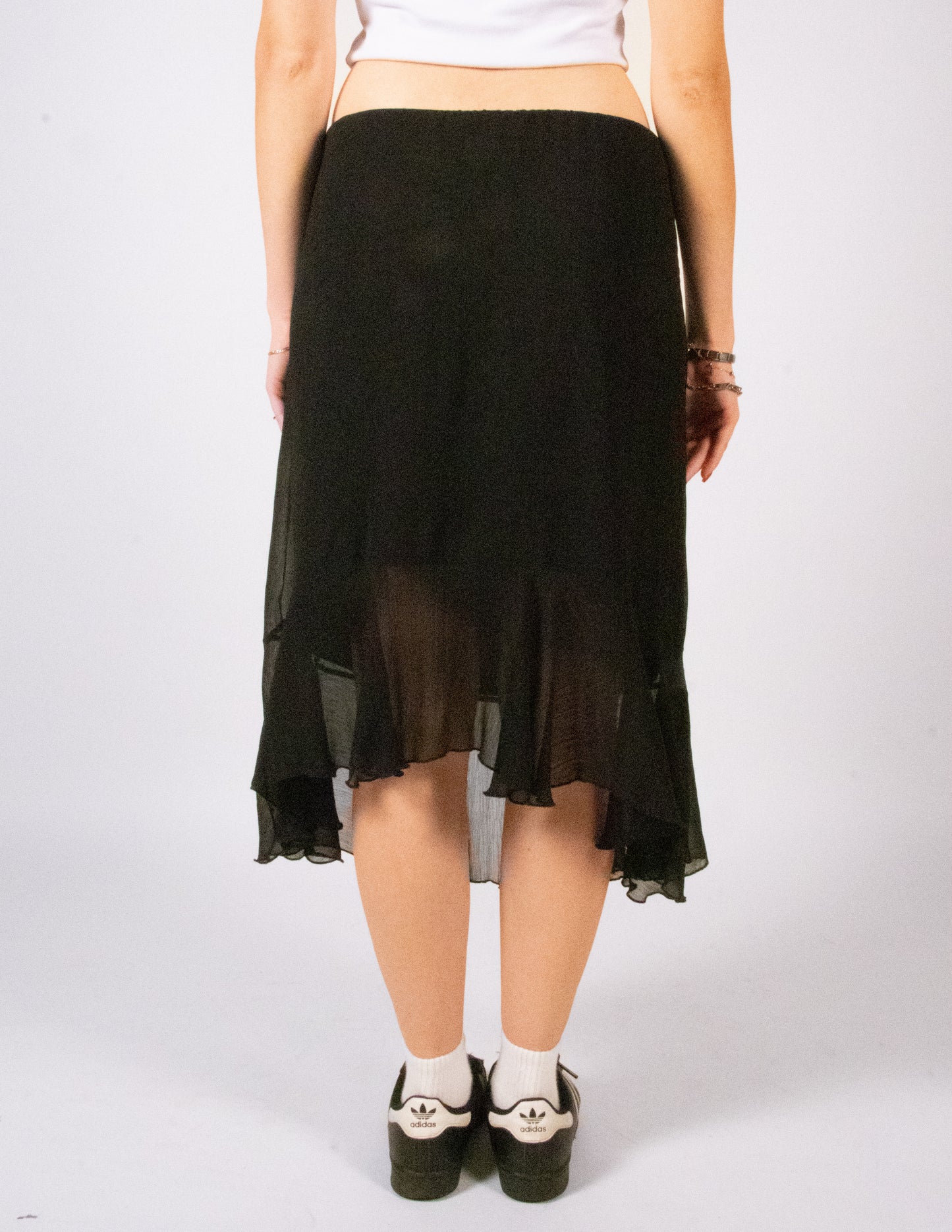 Black Low Rise Drapy Skirt