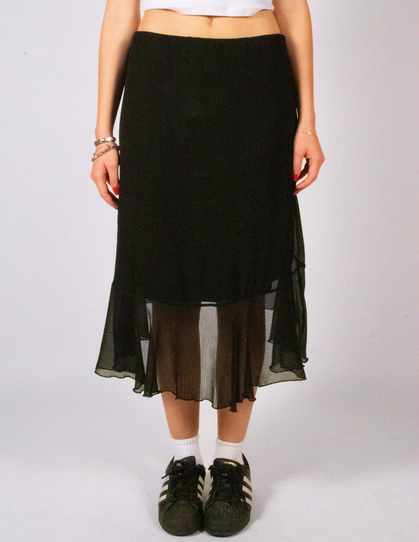 Black Low Rise Drapy Skirt