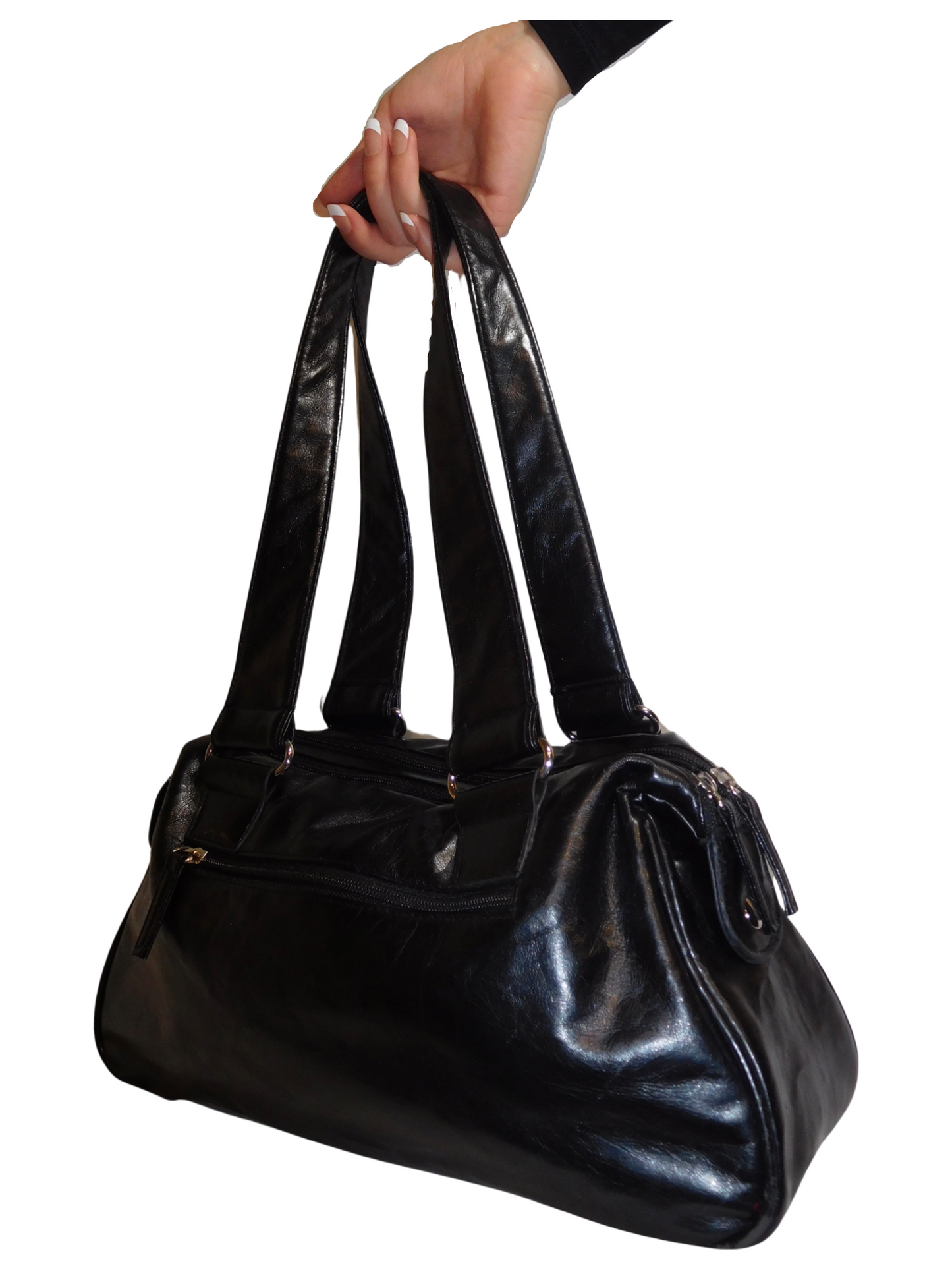 Black Faux-Leather Purse