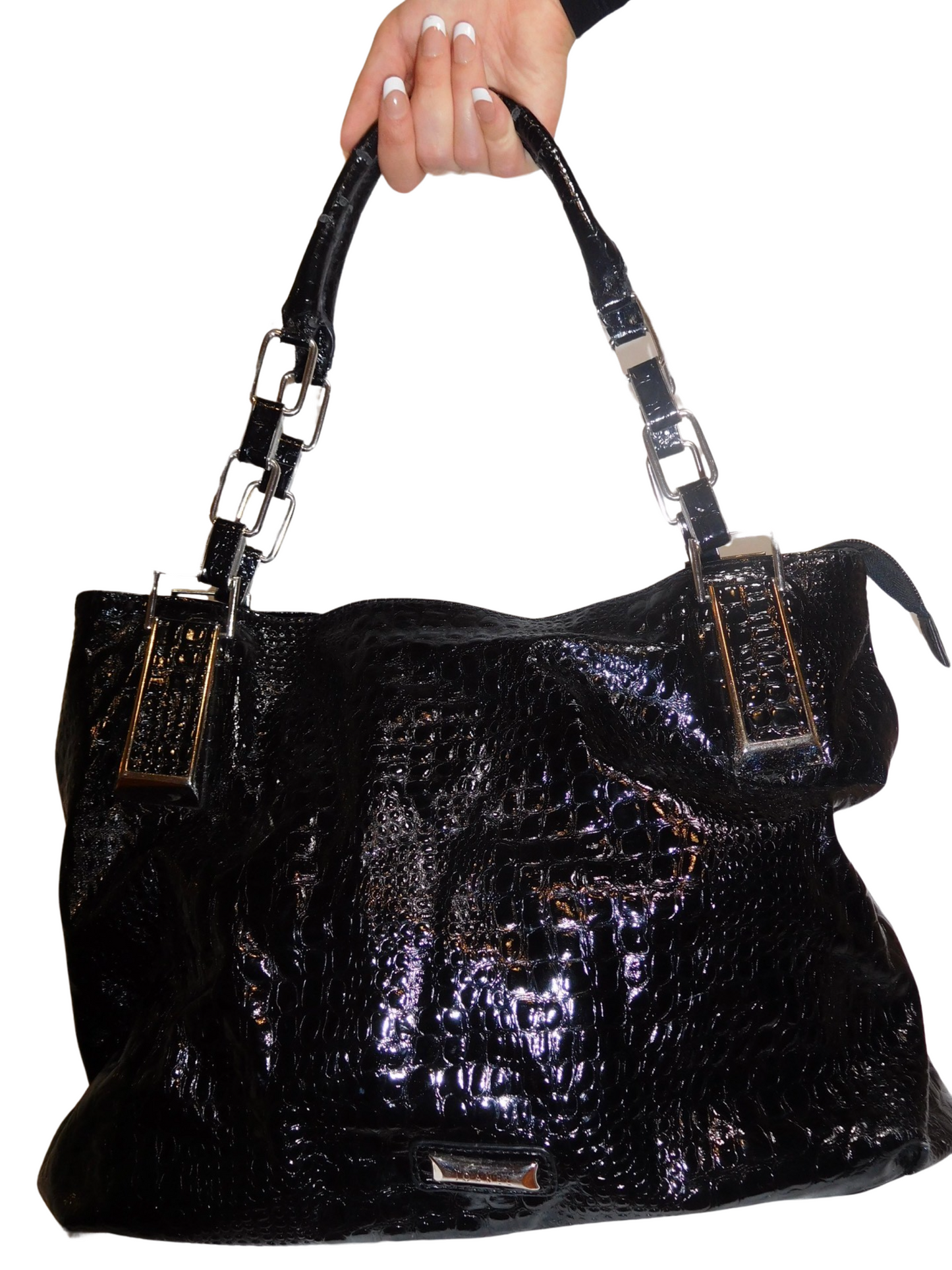 Crocodile Faux Leather Black Purse