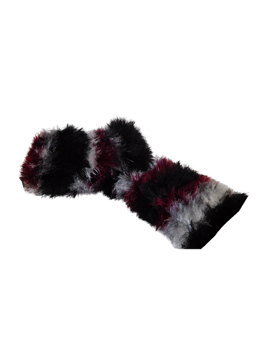 Furry Black, Red and White Scarf