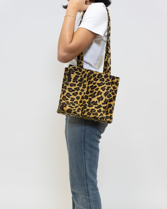 Leopard print structured bag
