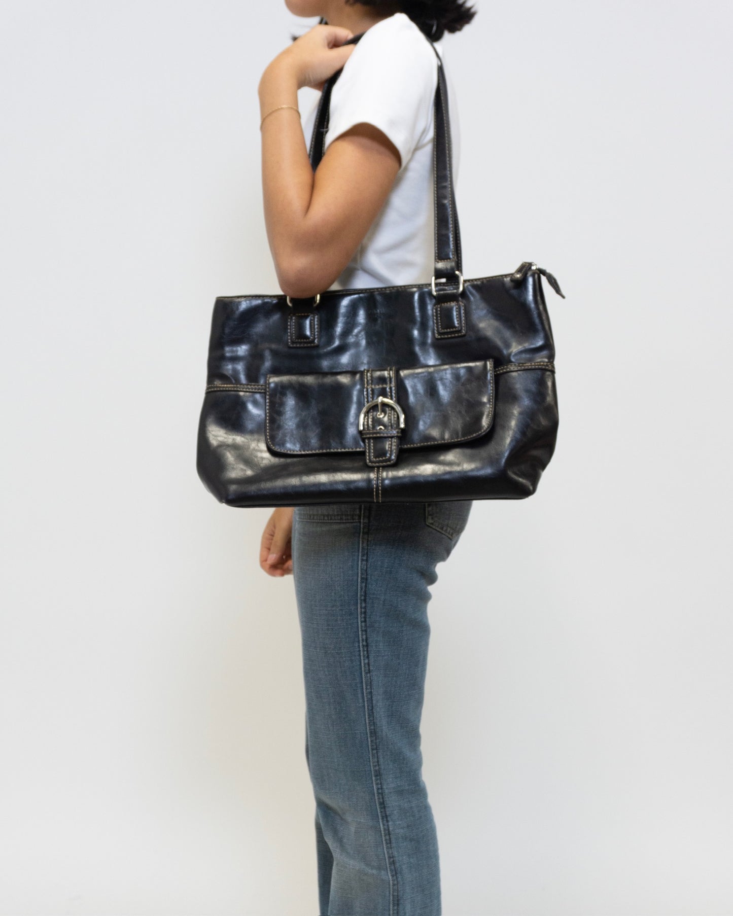 Black leather purse