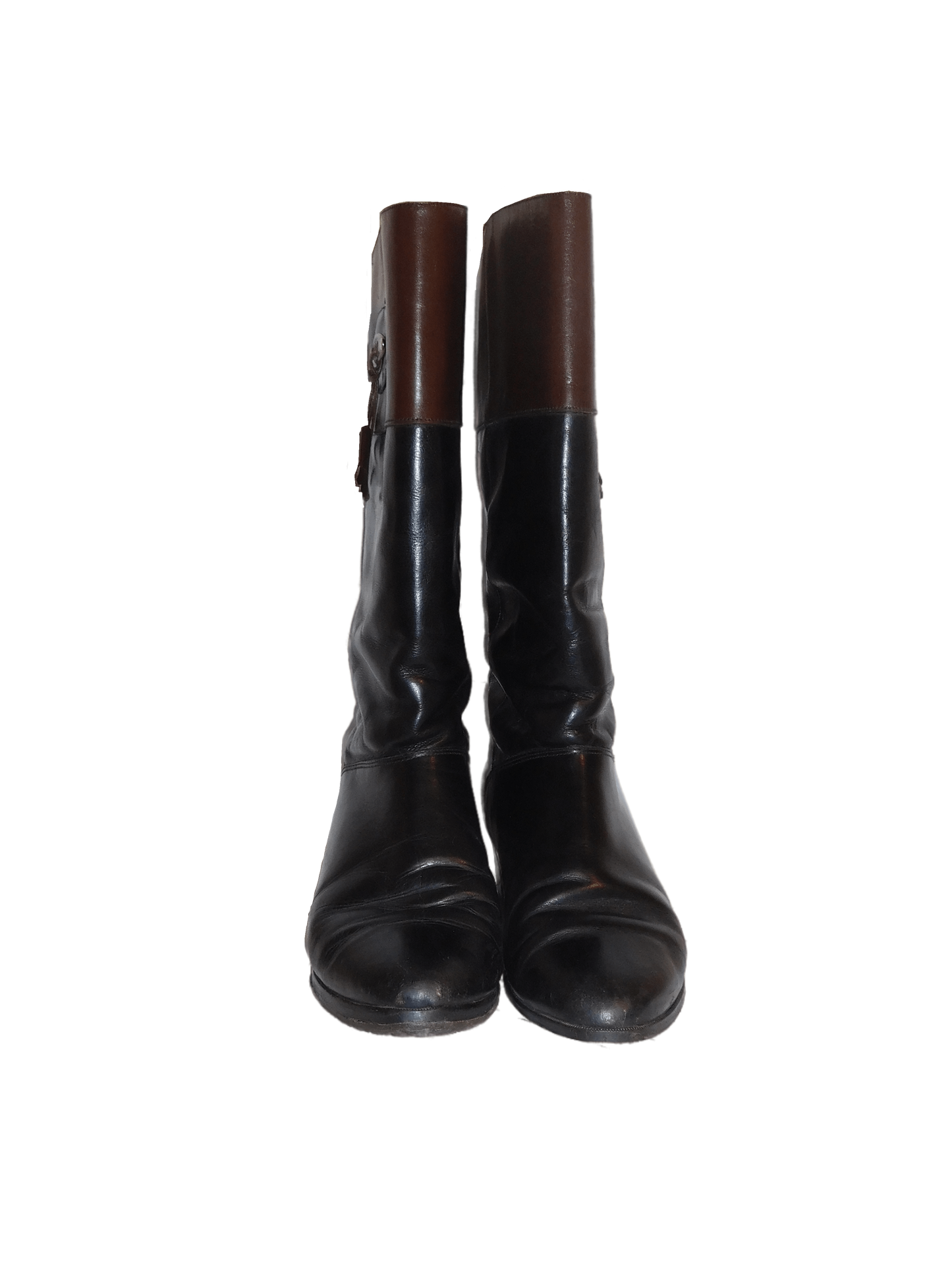 Black and Brown Knee High Boots