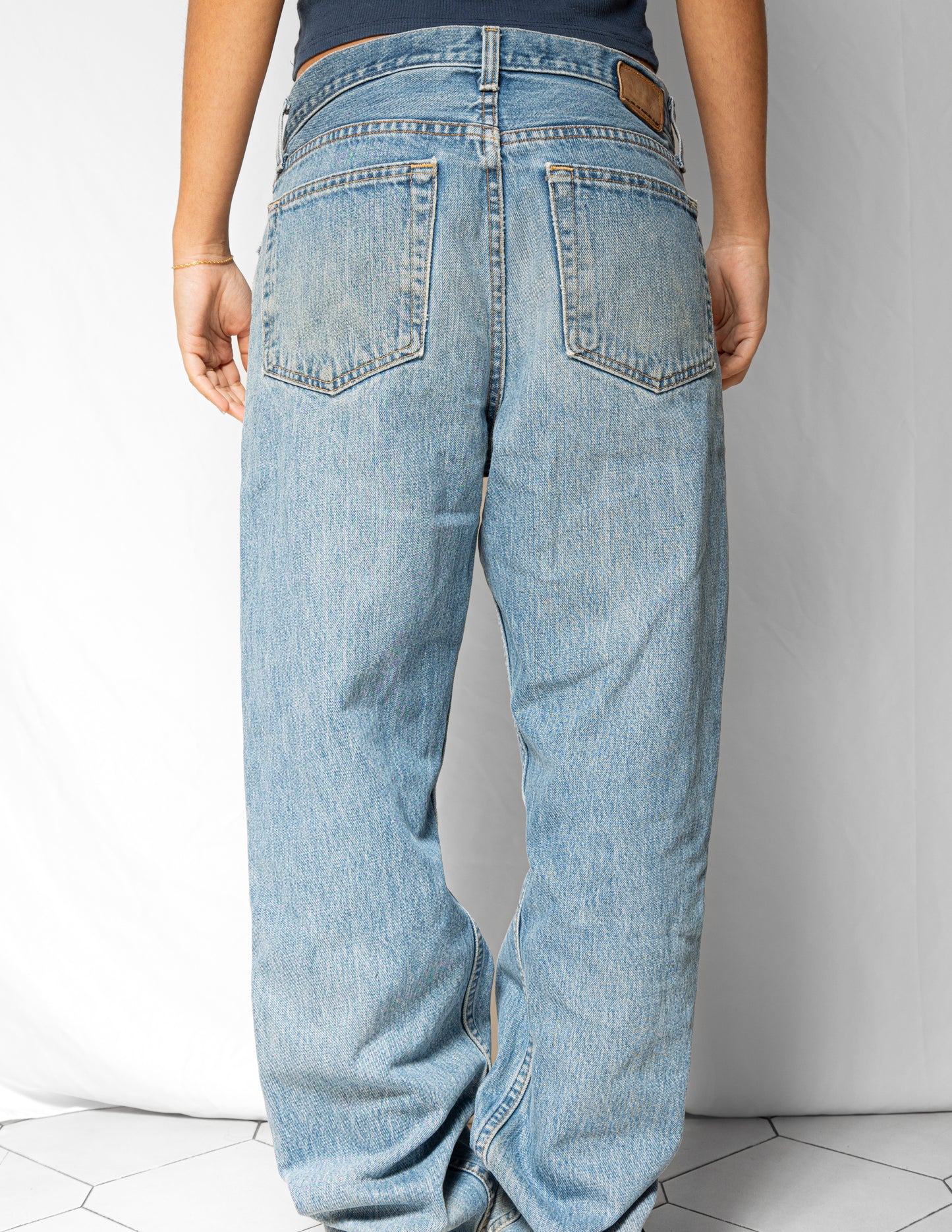 Washed Blue Baggy Pants