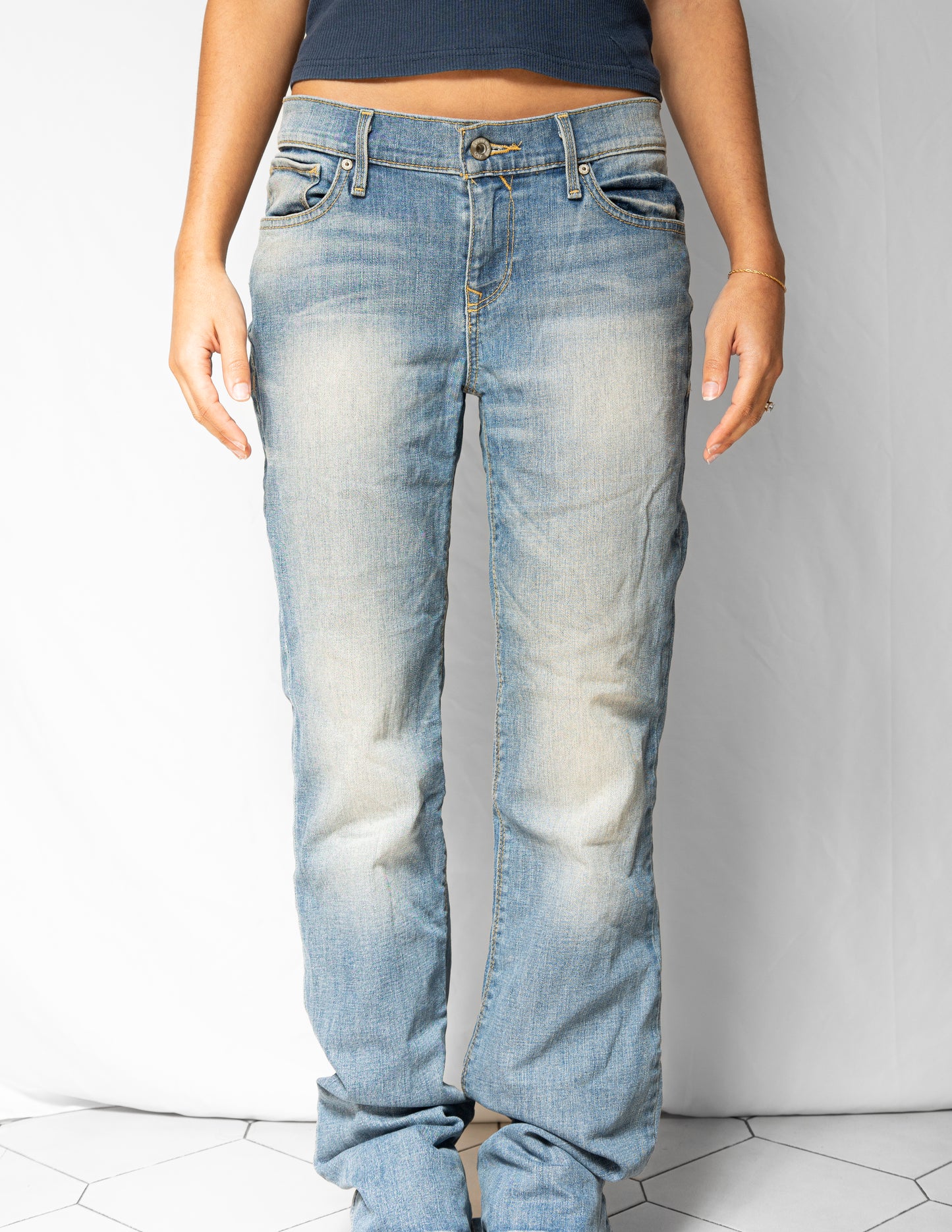 Washed Blue Guess Flared Jeans