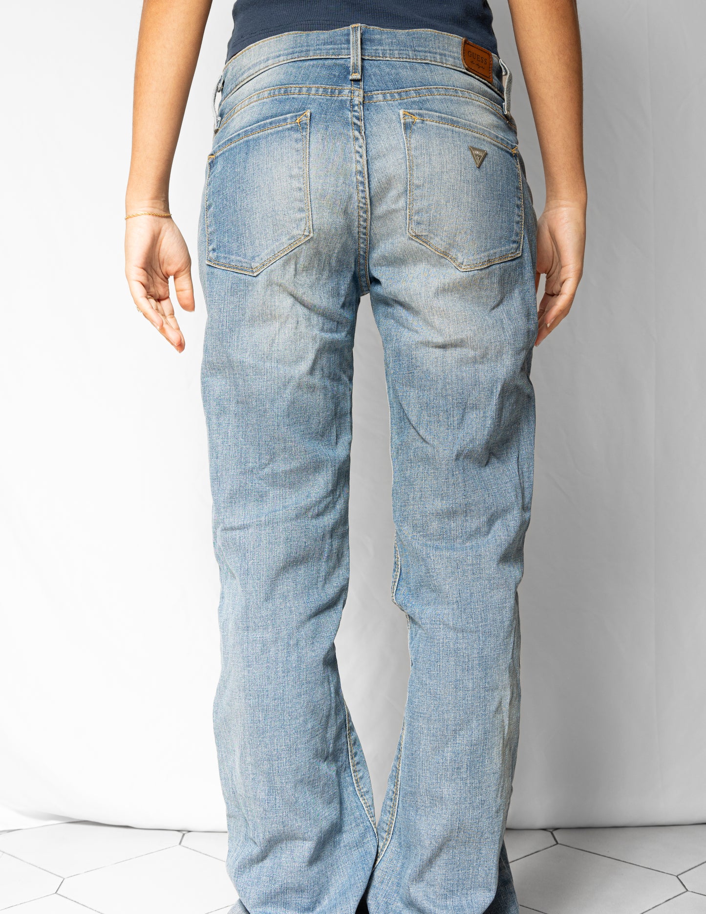 Washed Blue Guess Flared Jeans