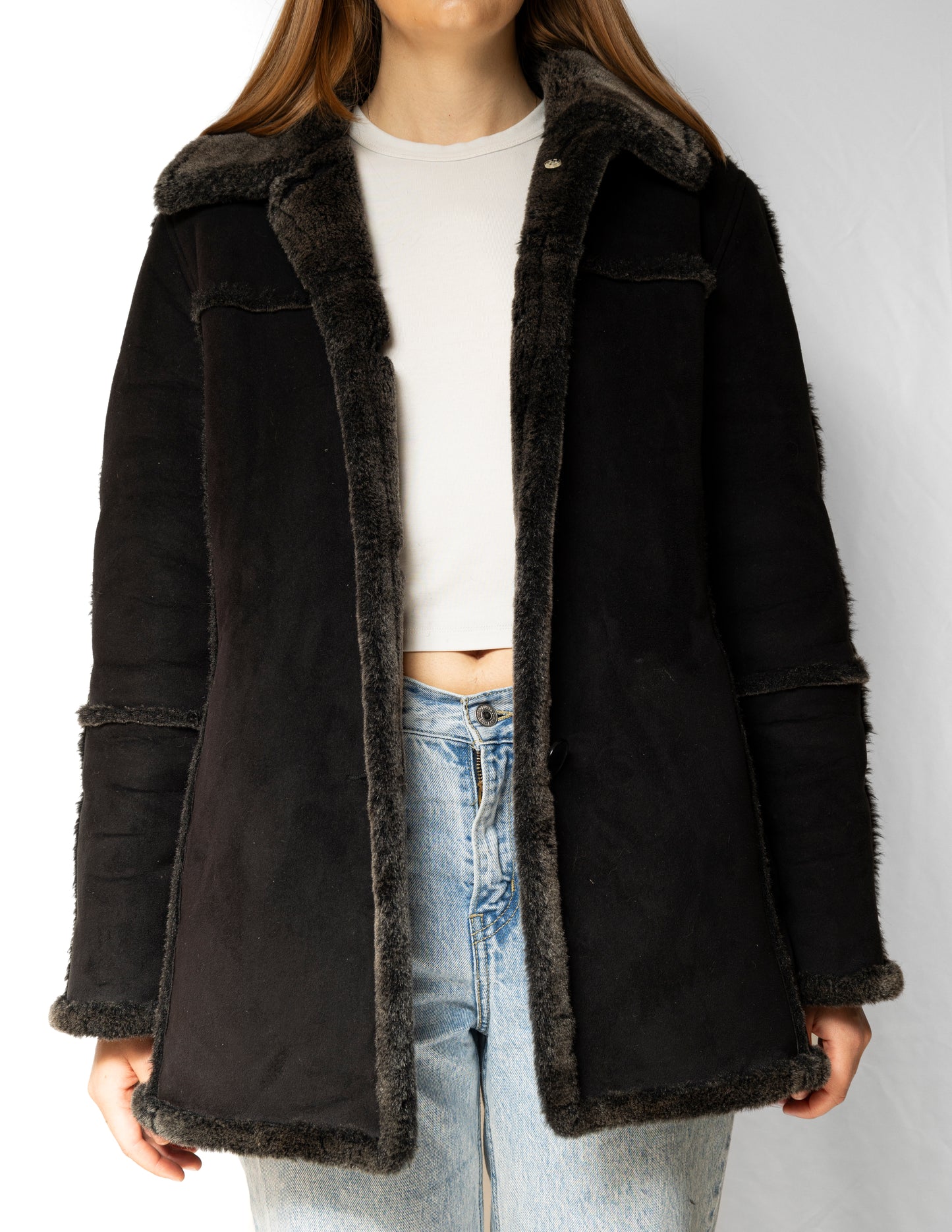 Suede Black Furry Coat