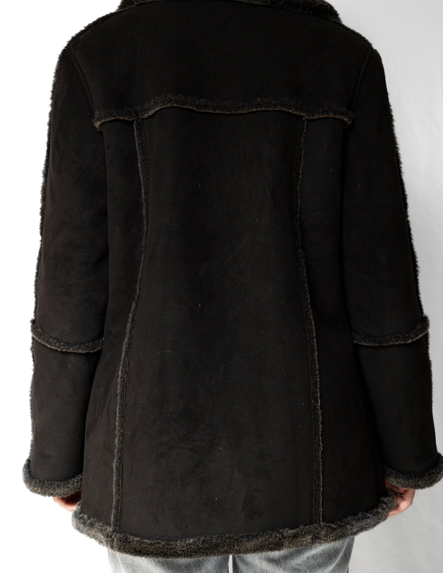 Suede Black Furry Coat