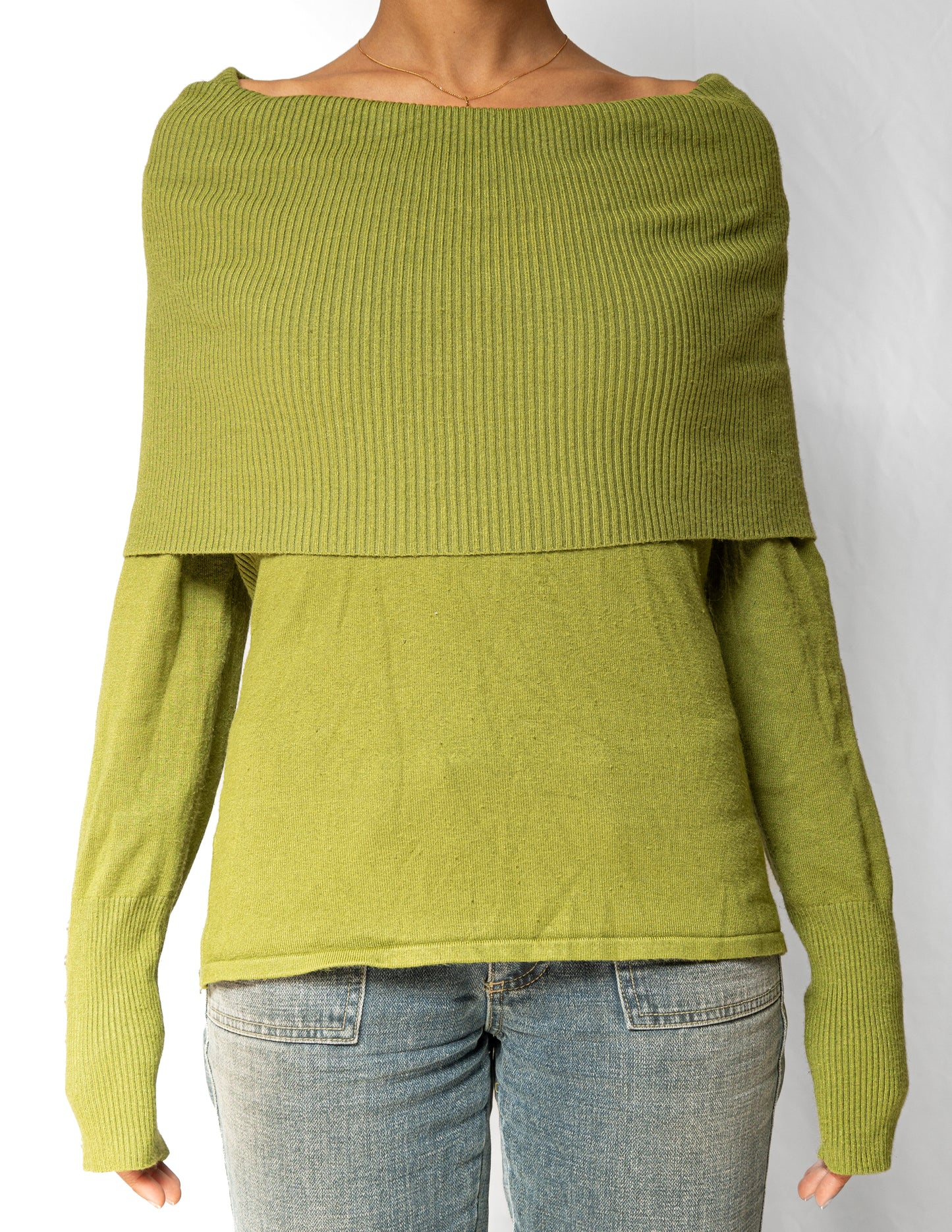 Green Off The Shoulder Sweater