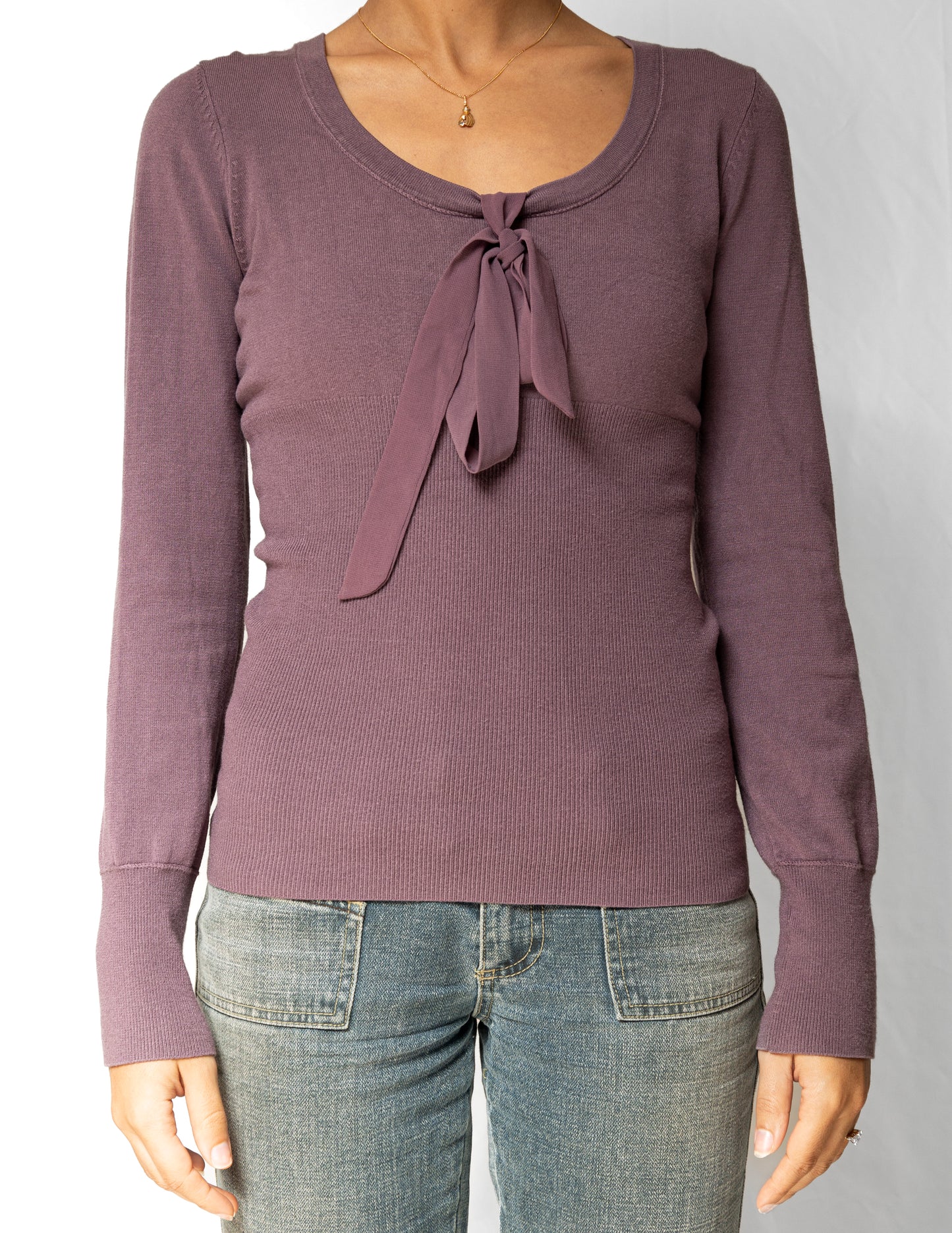 Purple Front Bow Sweater