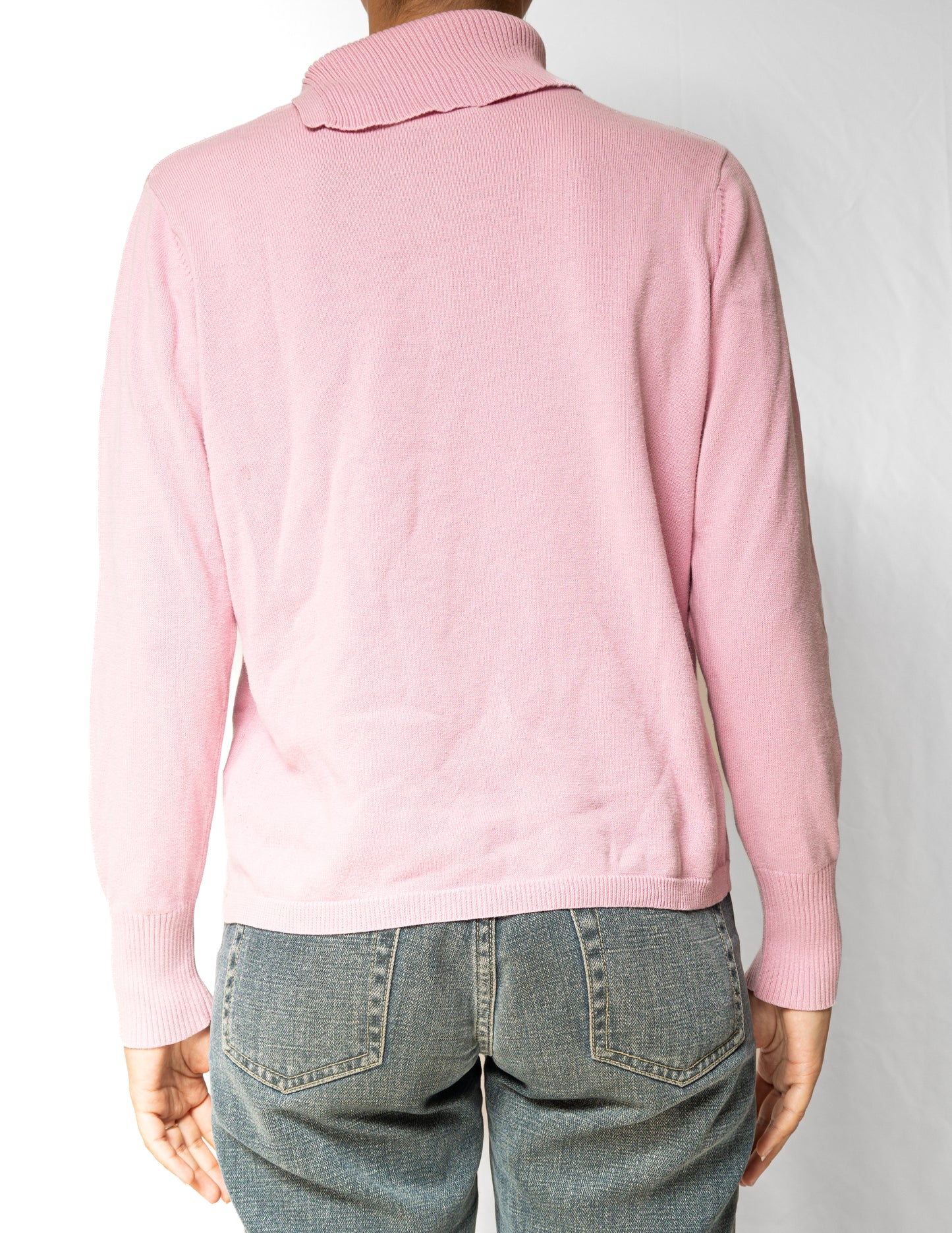 Baby Pink Buttoned Turtleneck