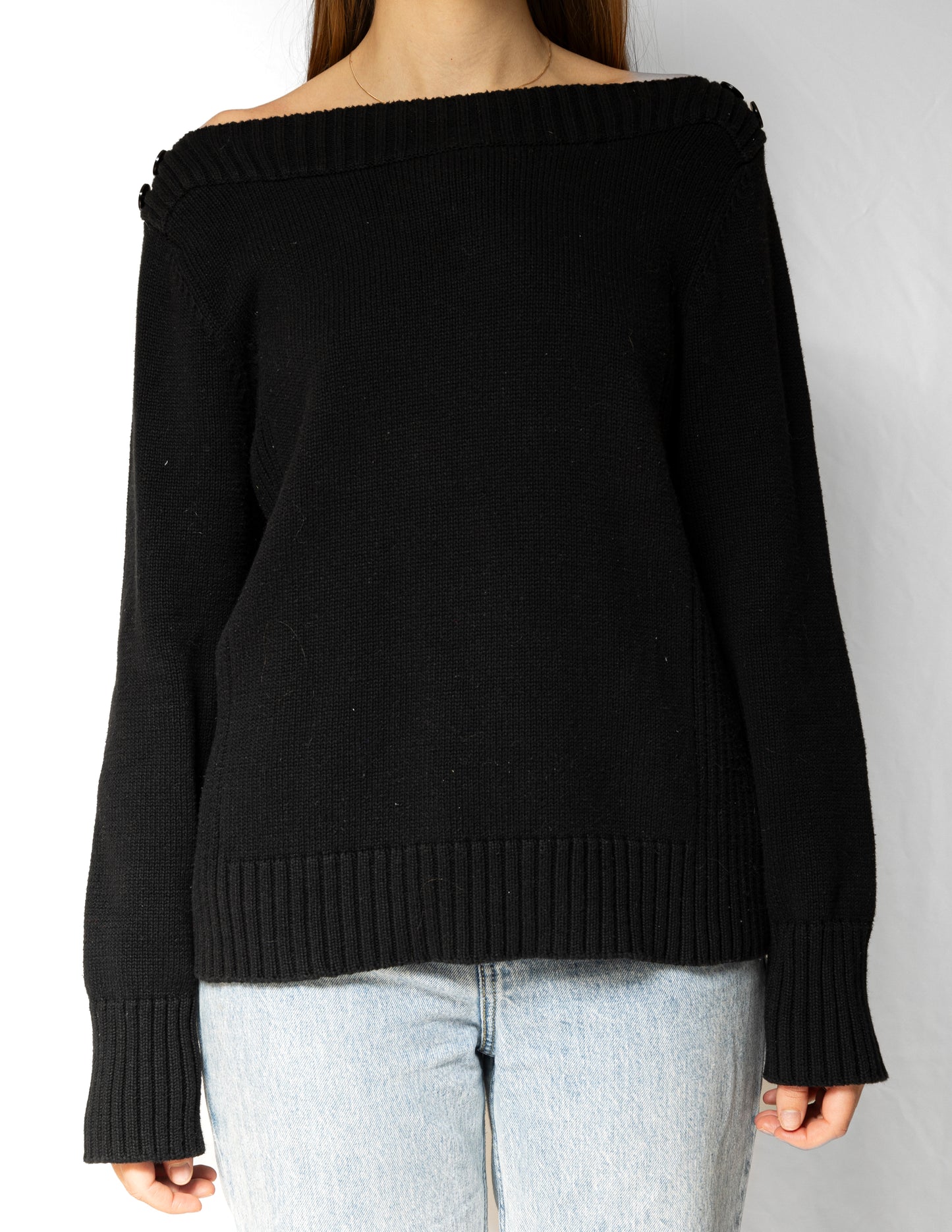 Black Boat Neck Sweater