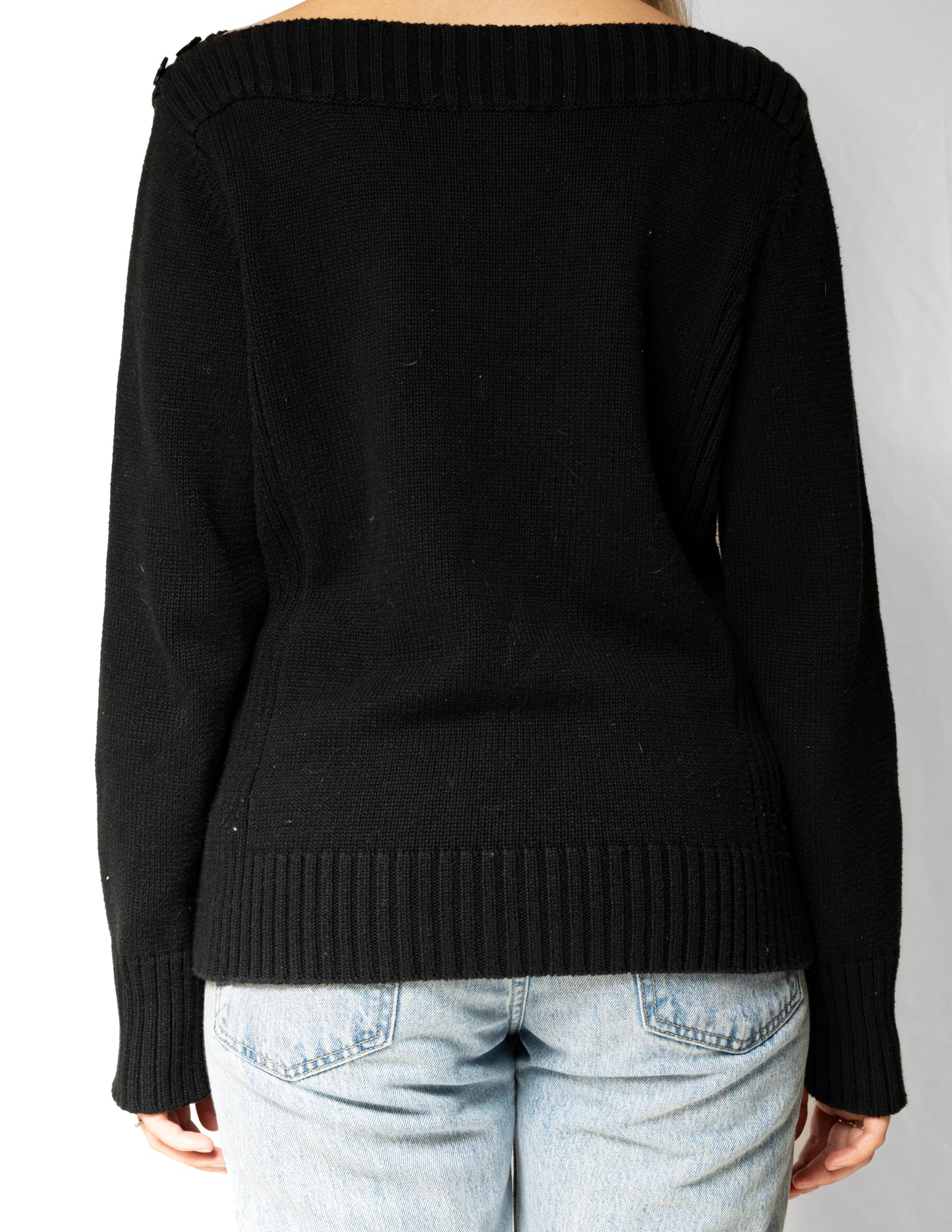 Black Boat Neck Sweater