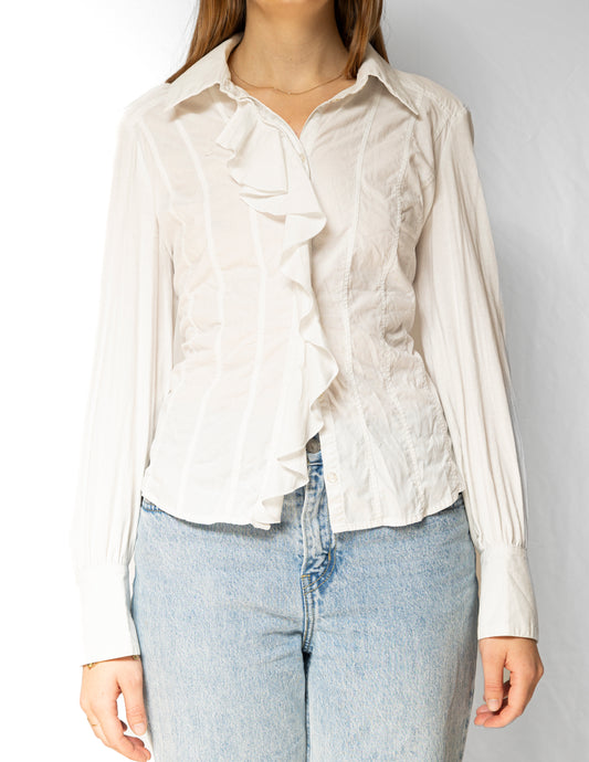 White Draped Blouse