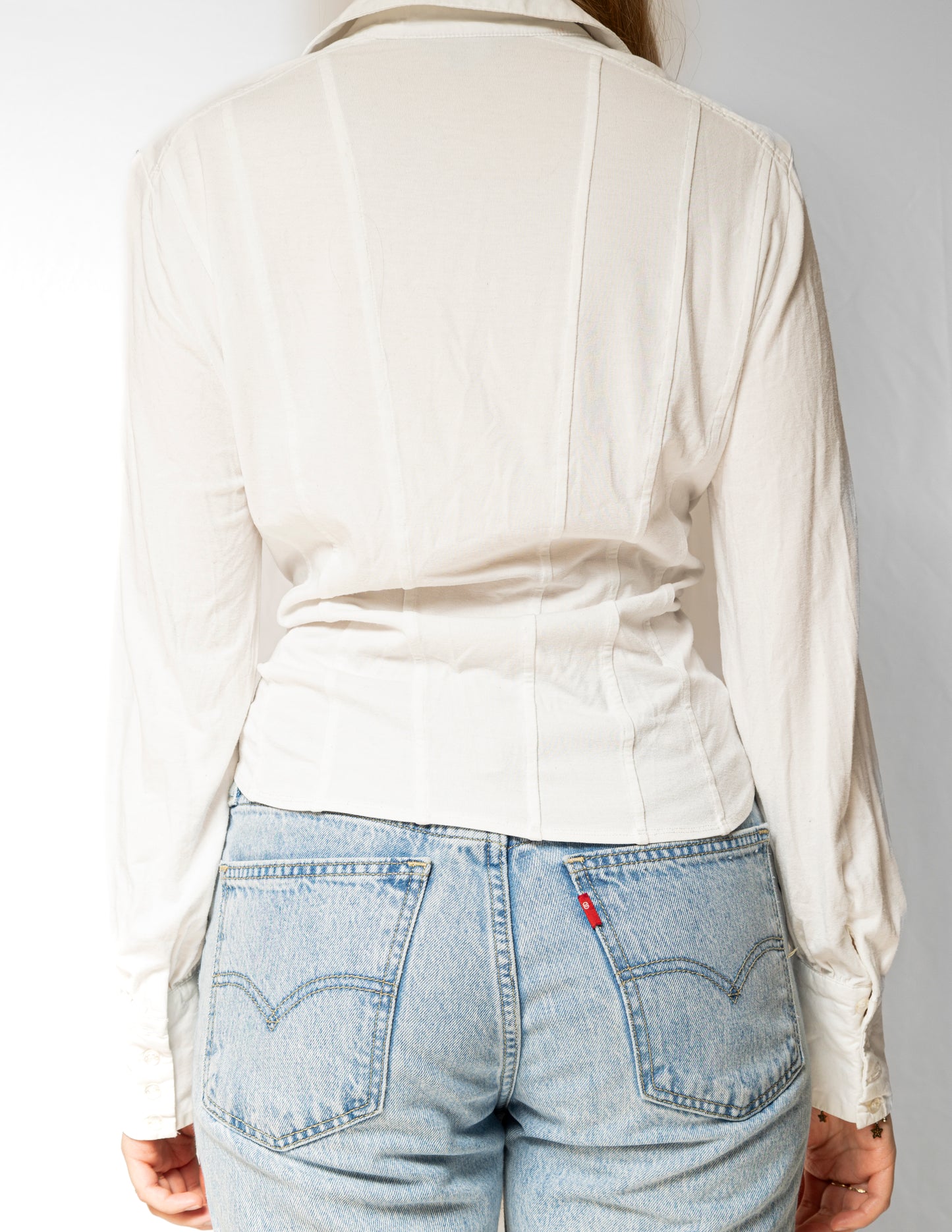 White Draped Blouse