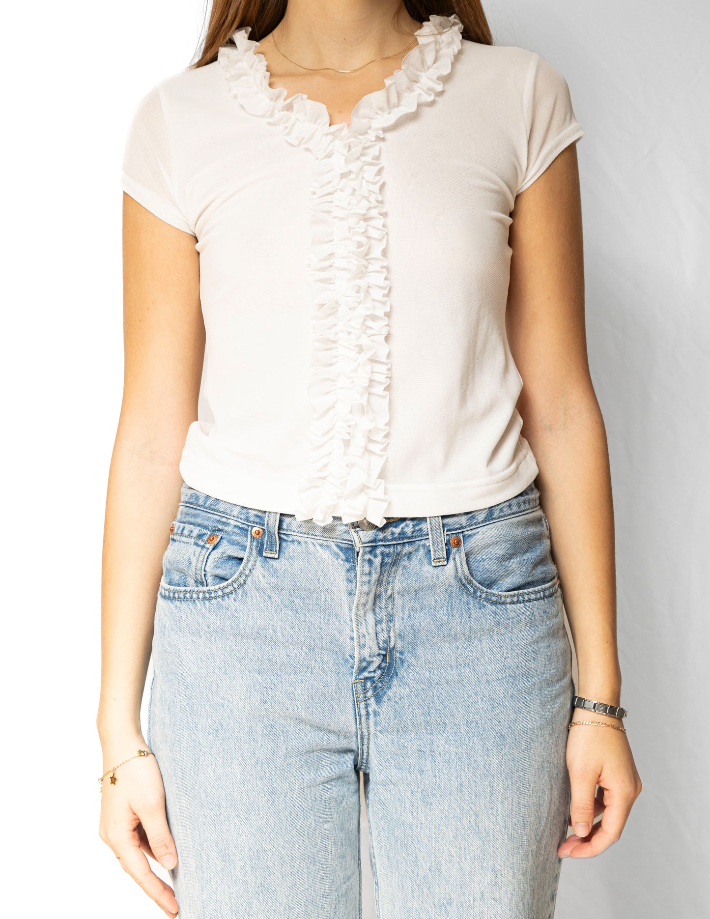 White Ruffle Top